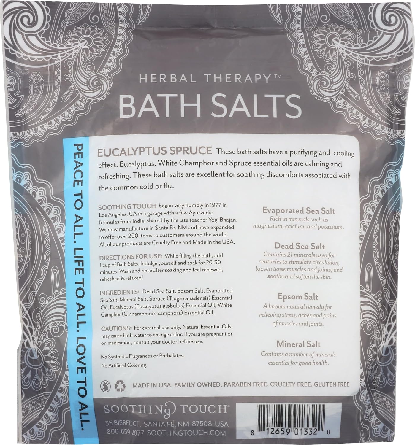 Soothing Touch Eucalyptus Spruce Bath Salts Pouch, 32 Ounce