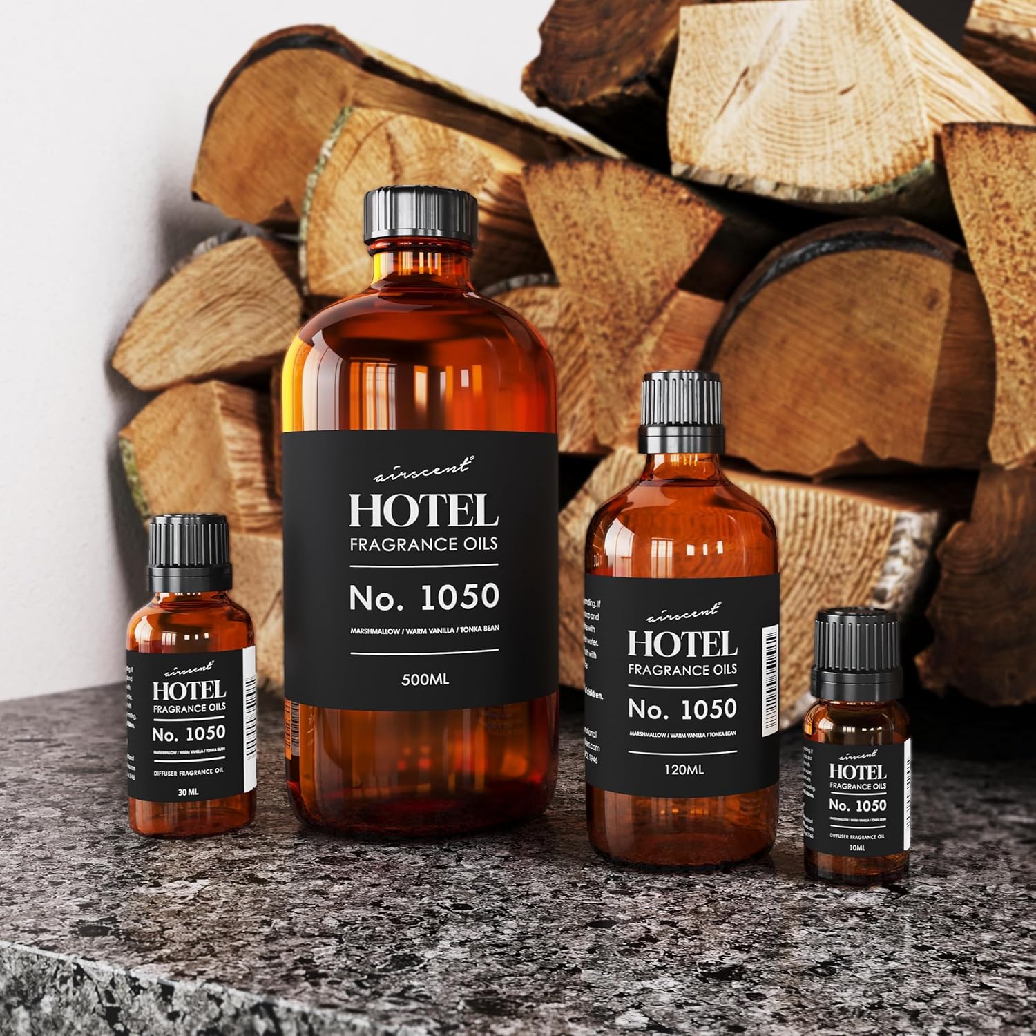 AirScent Warm Vanilla Hotel Diffuser Oil No. 1050 - Marshmallow Vanilla Tonka Bean - Premium Fragrance Oil for Ultrasonic and Waterless Diffusers and Crafting - 10 mL, 0.34 fl oz Dropper Bottle