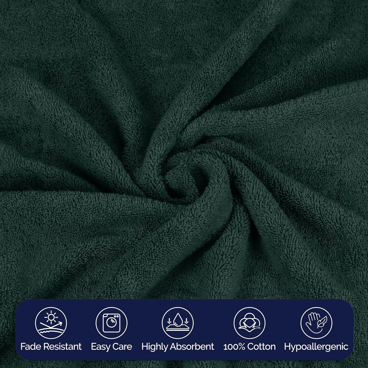 Elegant Comfort Premium Turkish Cotton 2 Pack Bath Towel Set - 27 x 54 inch, Luxurious Hotel Spa Quality 100% Turkish Cotton 2PC Bath Towel Set - Highly Absorbent - Soft Bathroom Towels, Hunter Green
