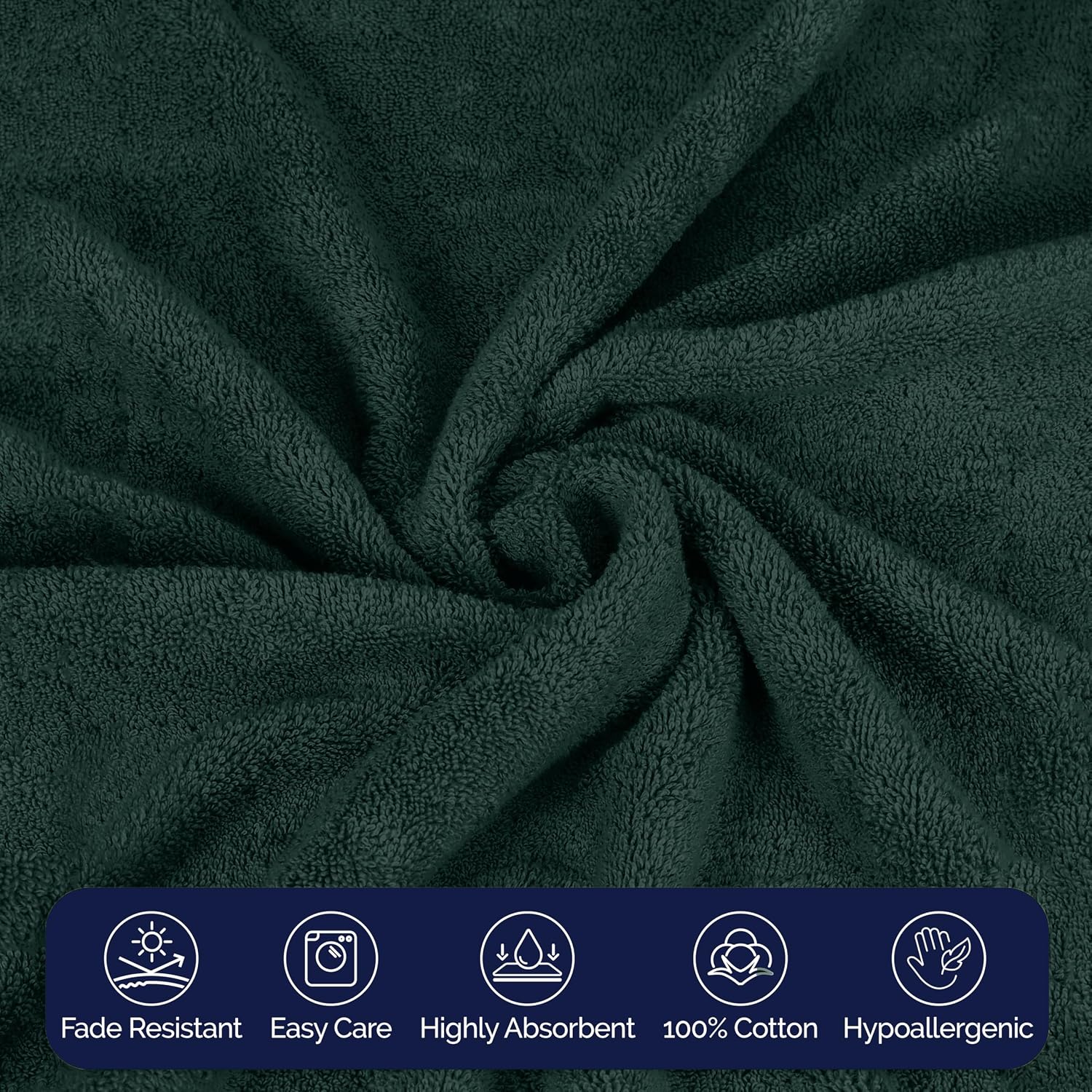 Elegant Comfort Premium Turkish Cotton 2 Pack Bath Towel Set - 27 x 54 inch, Luxurious Hotel Spa Quality 100% Turkish Cotton 2PC Bath Towel Set - Highly Absorbent - Soft Bathroom Towels, Hunter Green