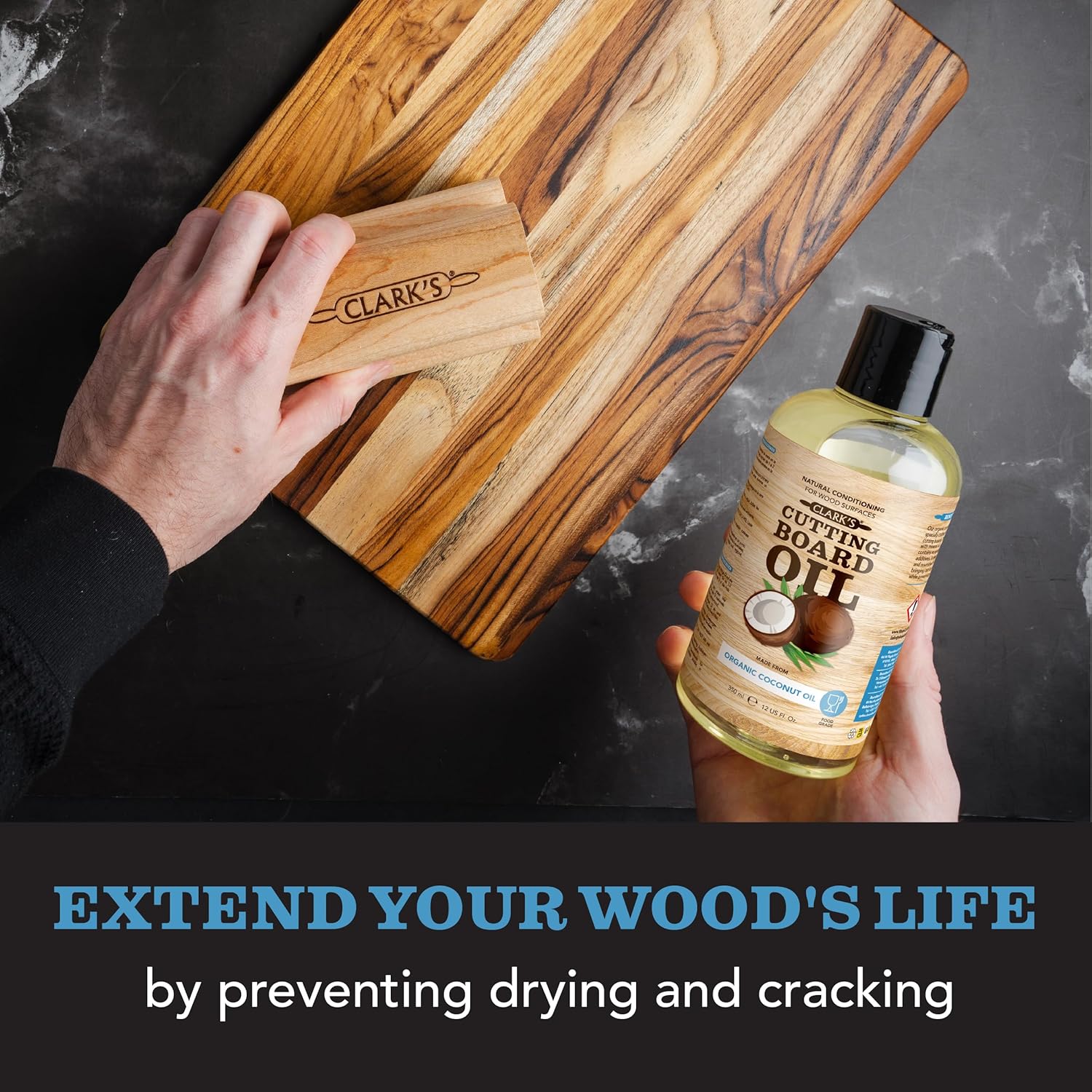 CLARK'S Cutting Board Oil - Coconut Extract Oil for Cutting Board - Made with Fractionated Coconut Oil for Kitchen Countertops, Butcher Blocks, Wooden Bowls and Utensils