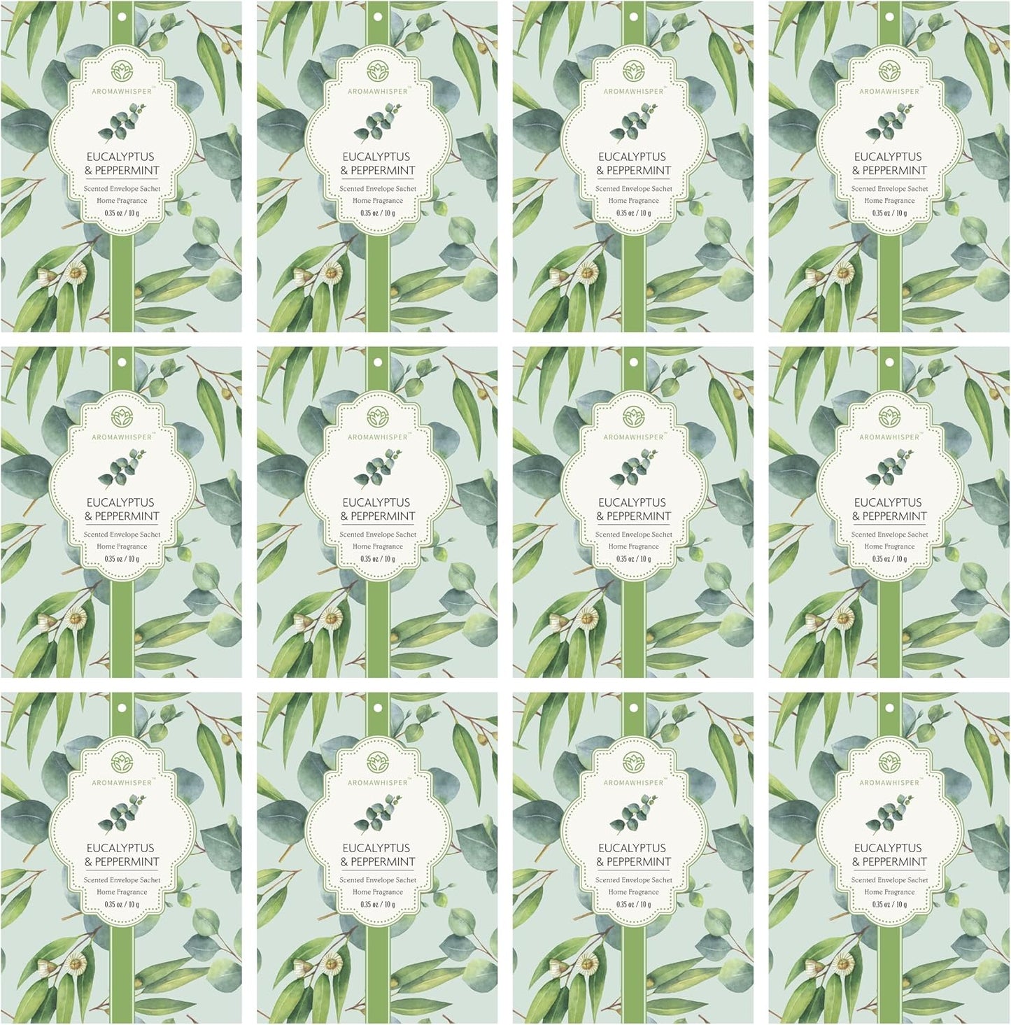 Eucalyptus & Peppermint Scented Sachets - 12 Pack, Long-Lasting Home Fragrance Sachet Bags, Large Fresh-Scented Envelope Packets, Fragrant Sachets for Drawers and Closets