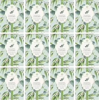 Eucalyptus & Peppermint Scented Sachets - 12 Pack, Long-Lasting Home Fragrance Sachet Bags, Large Fresh-Scented Envelope Packets, Fragrant Sachets for Drawers and Closets