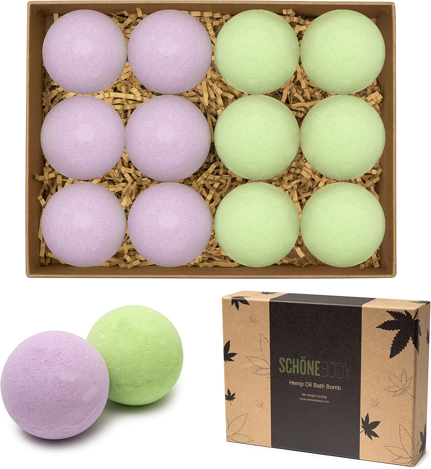 12 Pack Hemp Bath Bombs Set for Muscle Therapy & Relaxation | Large Vegan Fizzy Spa Gift for Women & Men | Natural Lavender, Mint Oils Moisturize Dry Skin & Soothe Stress, Wife Stocking Stuffers Gifts