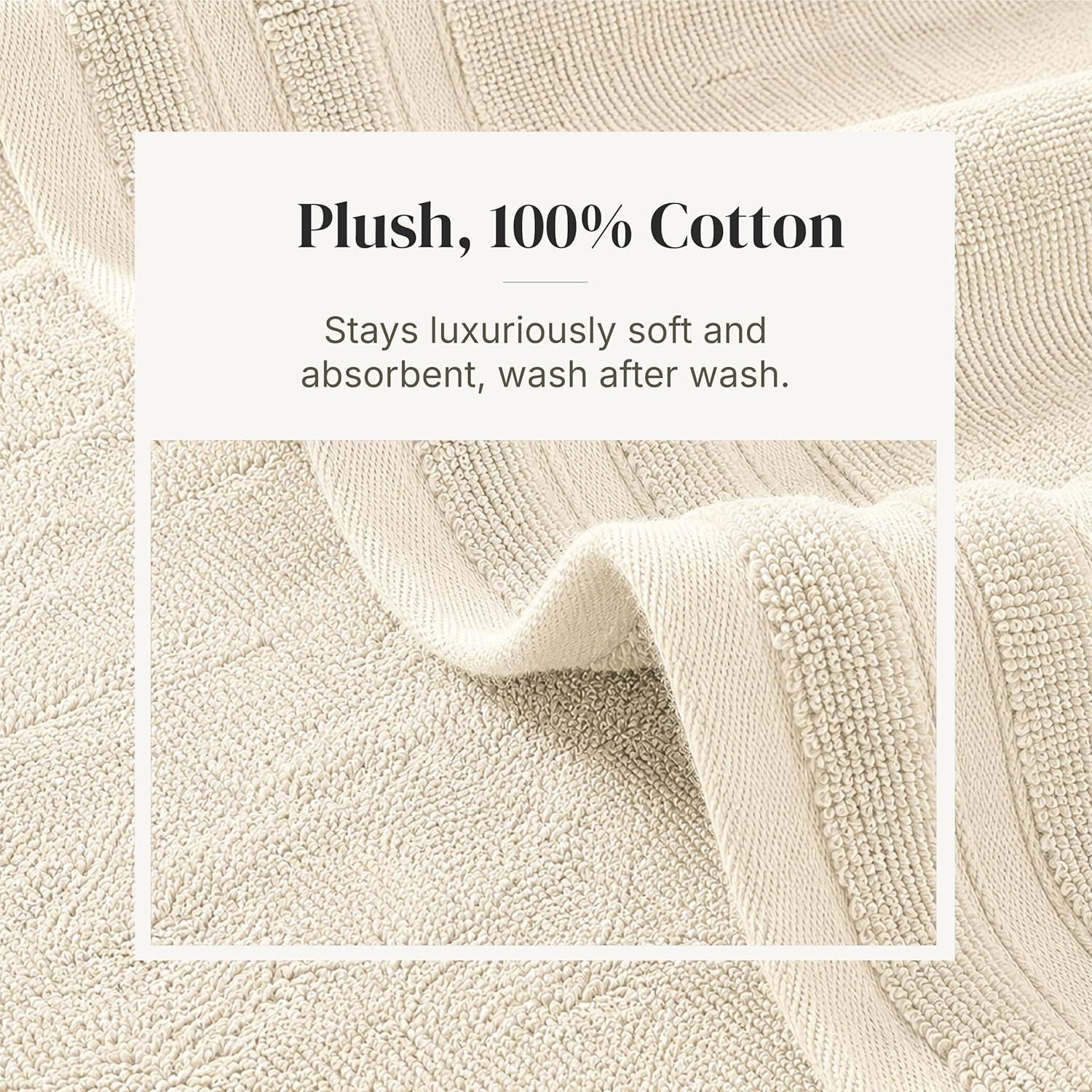 Modern Threads 6 Piece Cotton Bath Towel Set – Ultra Soft 550 GSM Towels – Bathroom Set with Hand Towels and Washcloths – Diamond Border (Ivory Cream)
