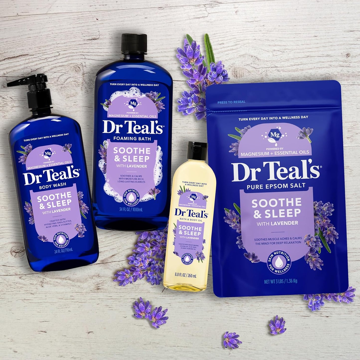 Dr Teal's Epsom Salt Soaking Solution, Soothe & Sleep, Lavender, 3lbs
