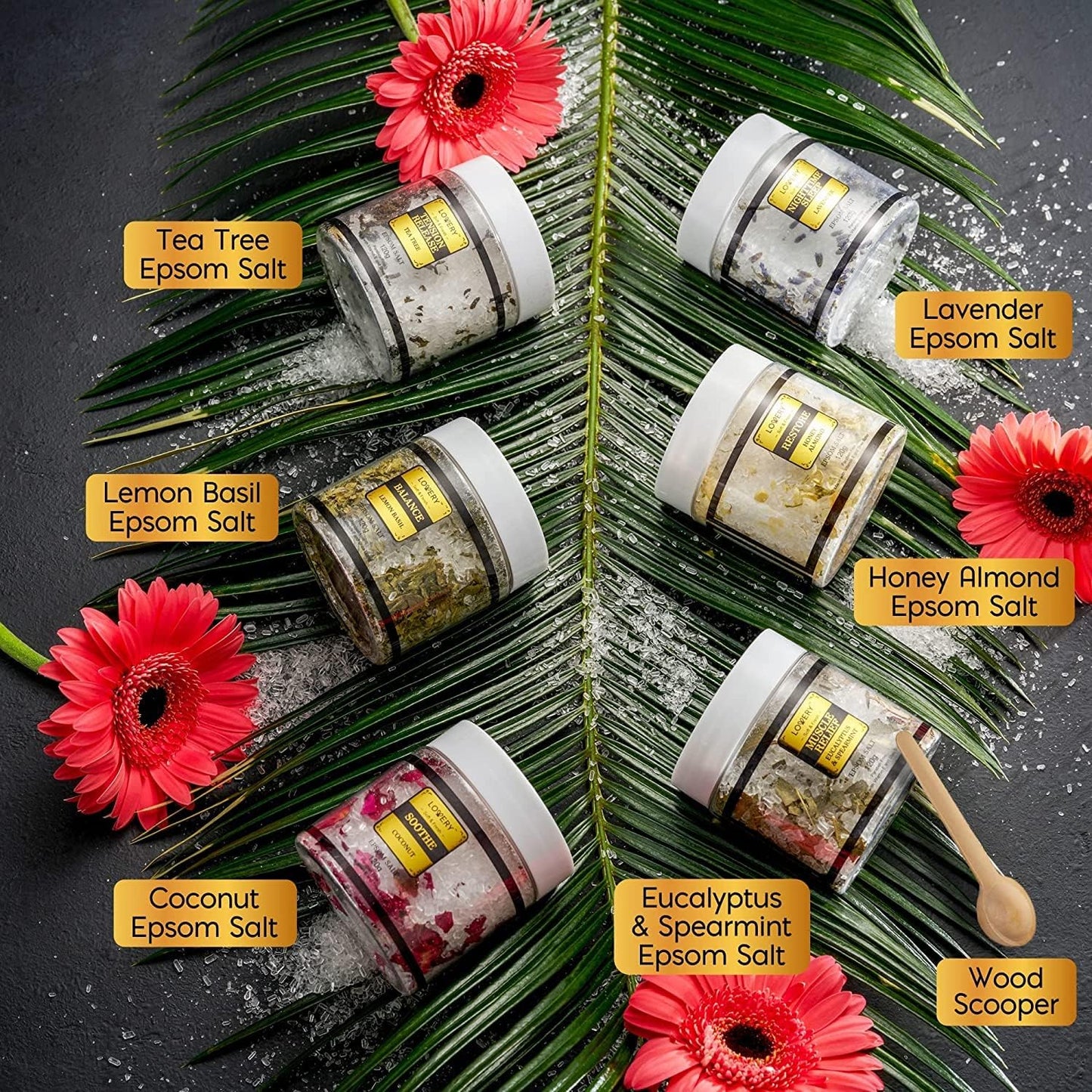 Gifts for Women Who Have Everything Spa Gift Basket, Epsom Bath Salts Gift Basket Set, Self Care Salt W/Essential Oil, Gifts for Mom, Her, Lavender, Eucalyptus, Lemon, Coconut, Tea Tree, Honey Almond