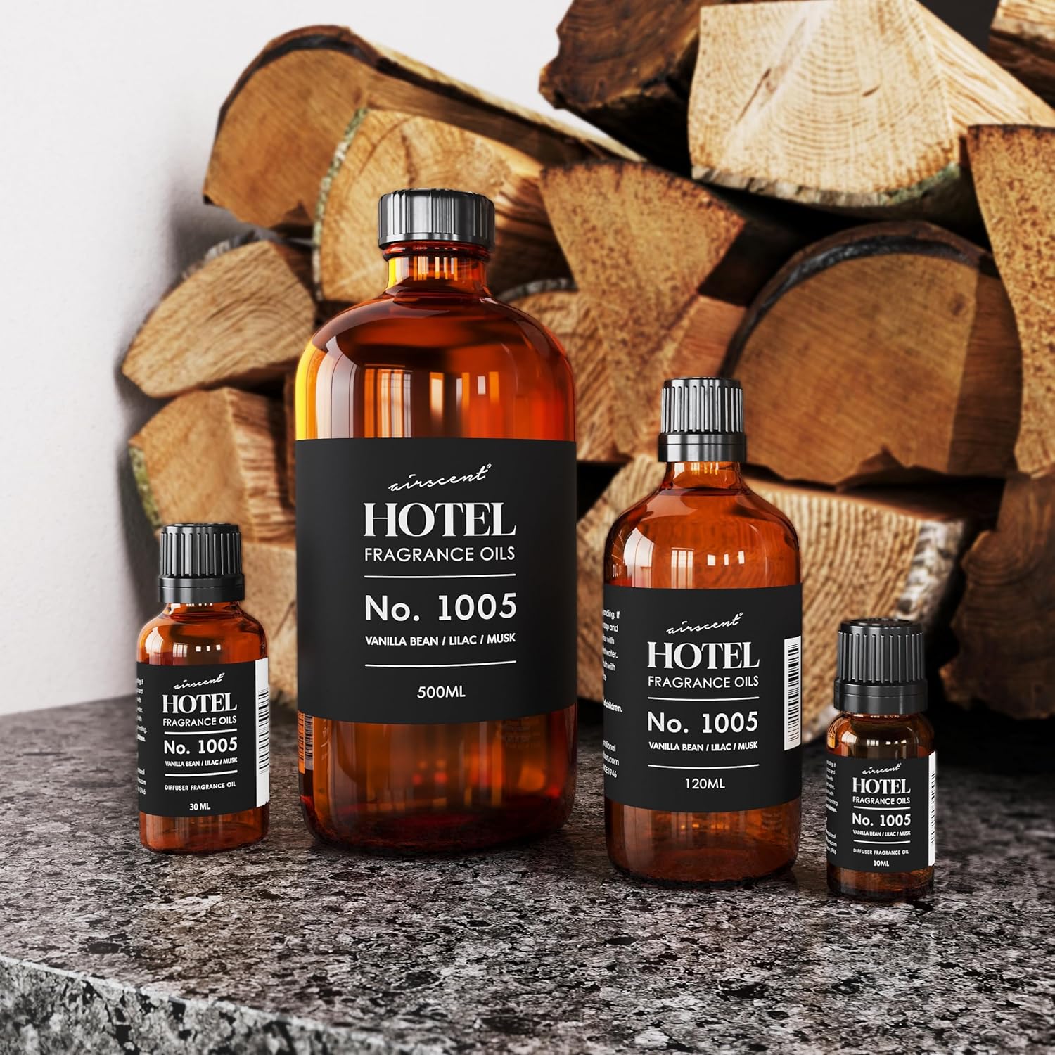 AirScent Hotel Diffuser Oil No. 1005 - Vanilla Bean Lilac Sandalwood - Hotel Scent Dupe - Premium Fragrance Oil for Ultrasonic and Waterless Diffusers and Crafting - 10 mL, .34 fl oz Glass Bottle