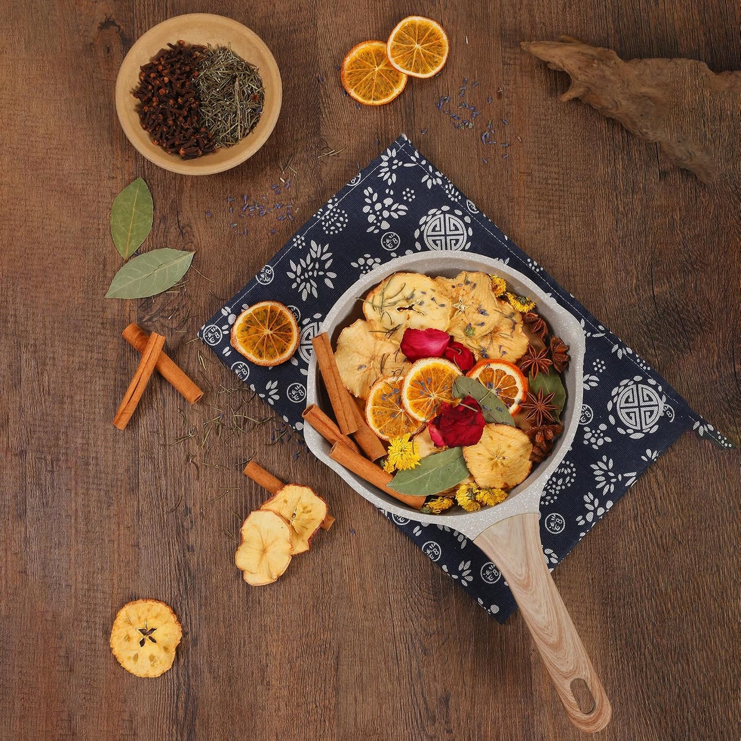 Natural Dried Flower & Fruit Potpourri Kit – Cinnamon, Apple, Orange, Lemon, Rose Petals, Lavender, Rosemary, Star Anise, Clove & Chrysanthemum for Home Decor & DIY Crafts