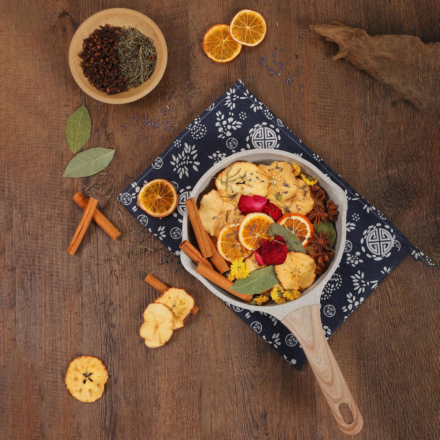 Natural Dried Flower & Fruit Potpourri Kit – Cinnamon, Apple, Orange, Lemon, Rose Petals, Lavender, Rosemary, Star Anise, Clove & Chrysanthemum for Home Decor & DIY Crafts