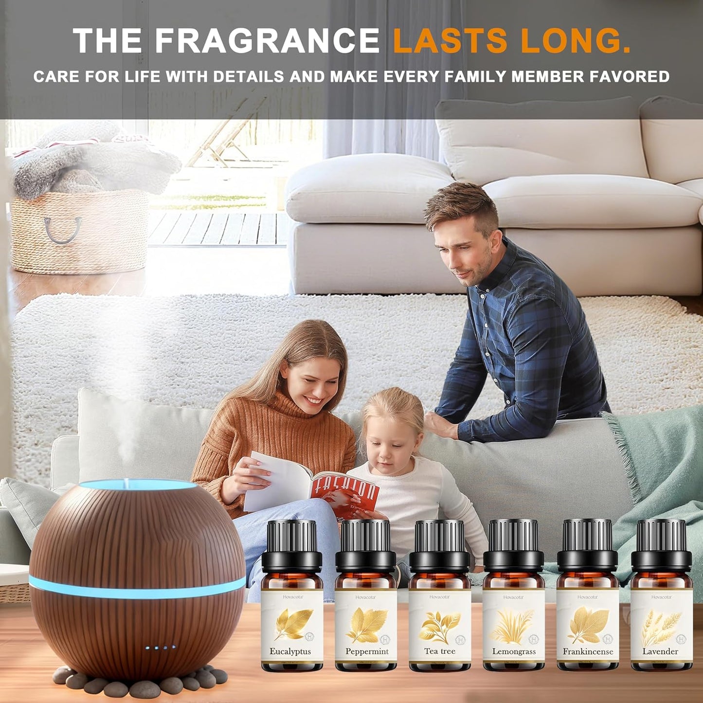 Essential Oil Set, Premium Fragrance Oils for Diffuser & Aromatherapy, Candle, Soap Making, Humidifiers, Scents Blends Included Frankincense,Lavender,Eucalyptus, Lemongrass,Peppermint,Tea Tree, 6x10ML