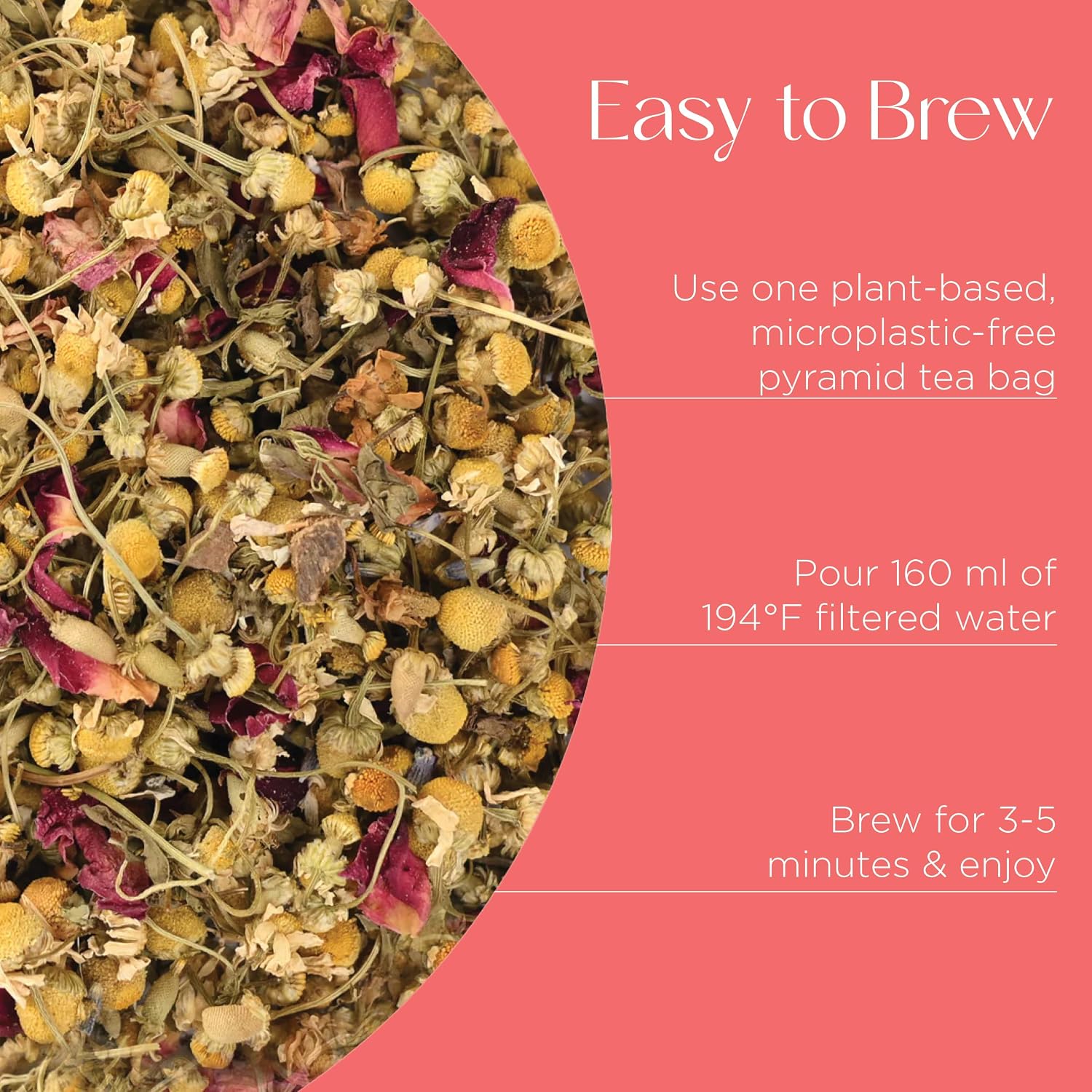 Brook37 Chamomile Mint Herbal Tea - Caffeine Free, Herbal Wellness Tea with Chamomile, Lavender, Rose and Spearmint - Plant-Based Pyramid Sachets, Floral Mint Blend, Gourmet Gift for Tea Lovers