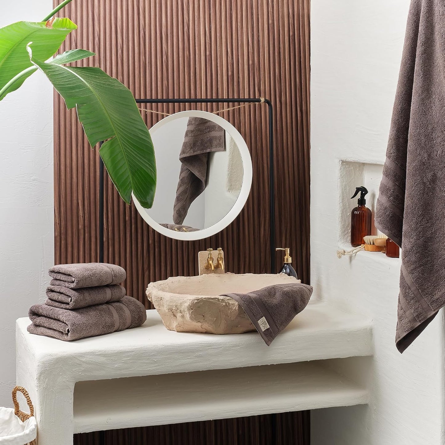 SOFE H&L | Olea Luxury Turkish Cotton Bath Towels Set of 6 : 2 Bath Towels 2 Hand Towels 2 Wash Cloths, Dark Gray | Thick, Premium, Soft, Durable, Absorbent - Hotel Quality Towel Sets for Bathroom