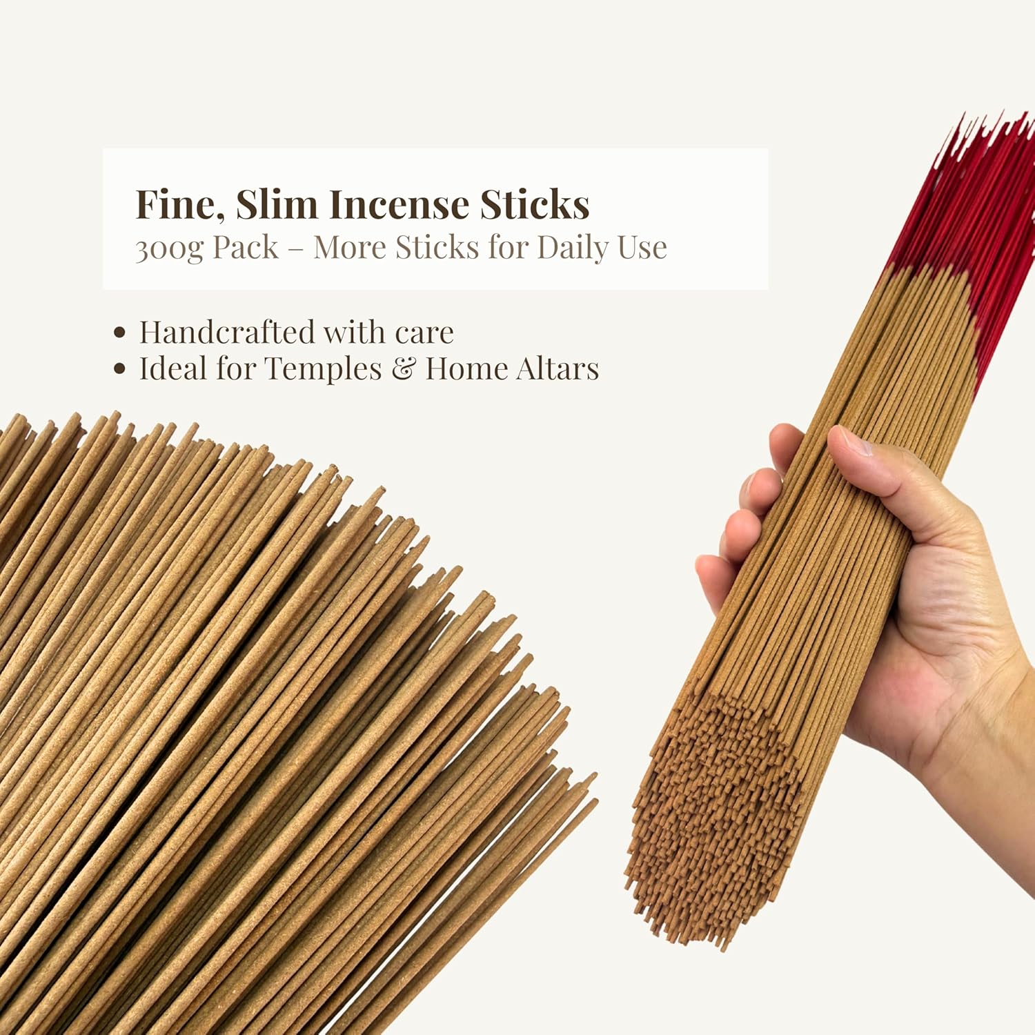 I H INCENSE HOUSE+ – Laoshan Sandalwood Incense Sticks 30cm, 300g (Approx. 400–420 Slim & Low Smoke Fine Joss Sticks) – Traditional Taiwanese Bamboo-Core Incense (1)