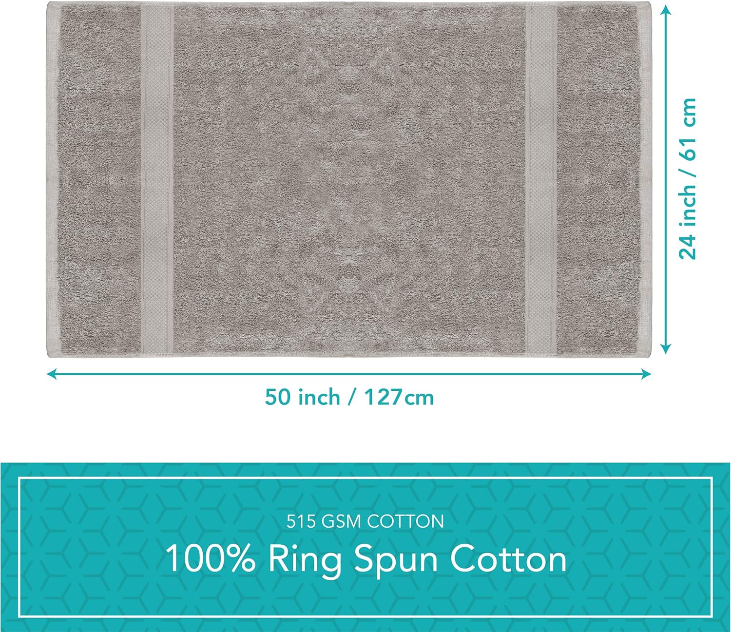 Pleasant Home Bath Towels Set of 6 (24” x 50”) 100% Cotton, 515 GSM | Lightweight, Soft & Highly Absorbent Luxury Towels for Bathroom | for Gym, Pool & Spa | 6 Pack, Gray