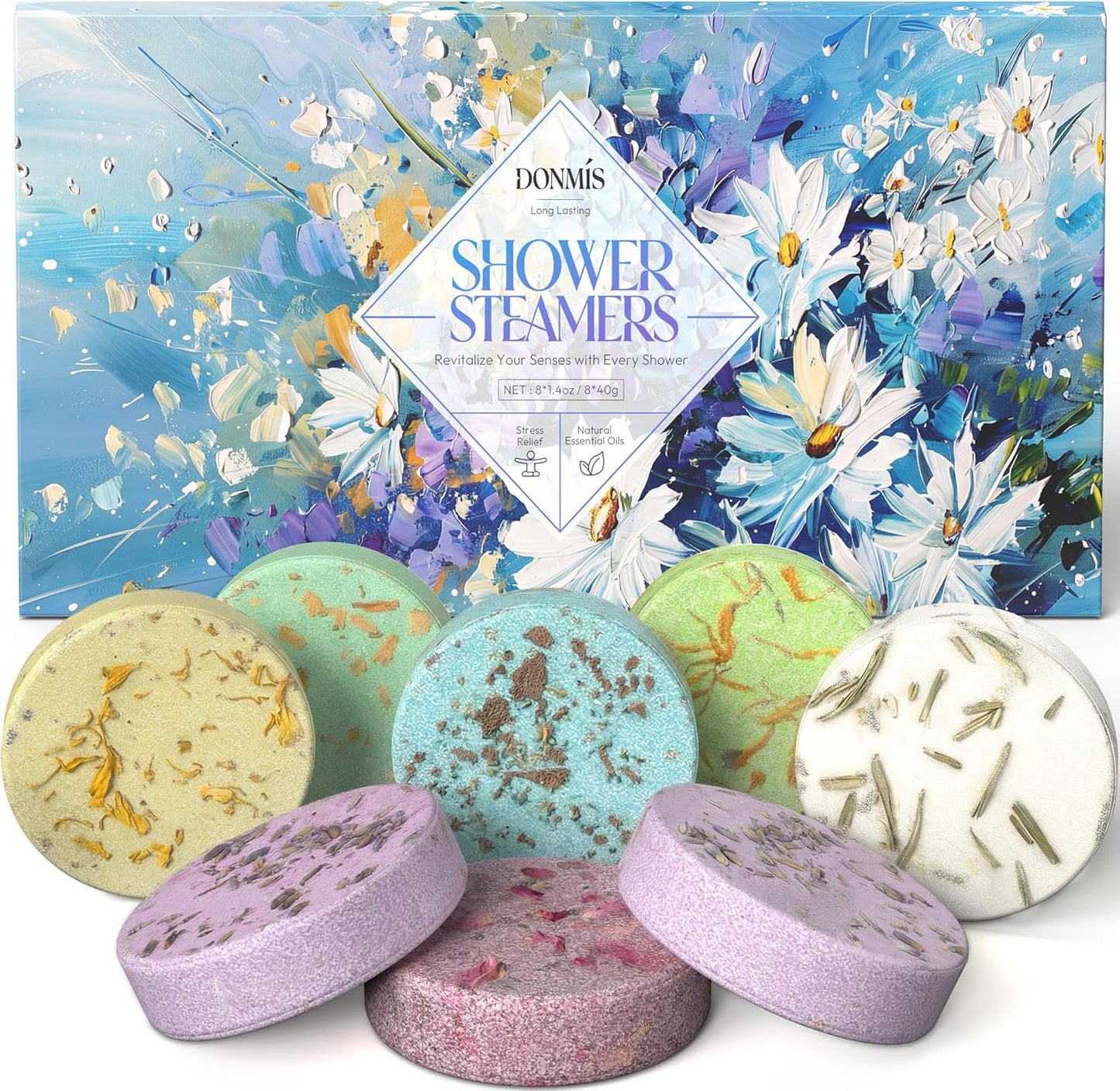 Shower Steamers Aromatherapy 8 Pack –Natural Essential Oil Shower Bombs for Self Care, Home Spa, Stress Relief & Relaxation, Birthday Gifts for Women and Men. Sky Garden Style