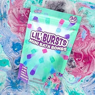 Tub Works® Lil' Bursts™ Mini Bath Bombs for Kids, 90 Count, Gumdrop | Nontoxic | Tiny Kids Bath Bombs with A Burst of Color, Foam & Bubbles | Customize Kids Bath with Fun Bath Colors | Create Tub Art