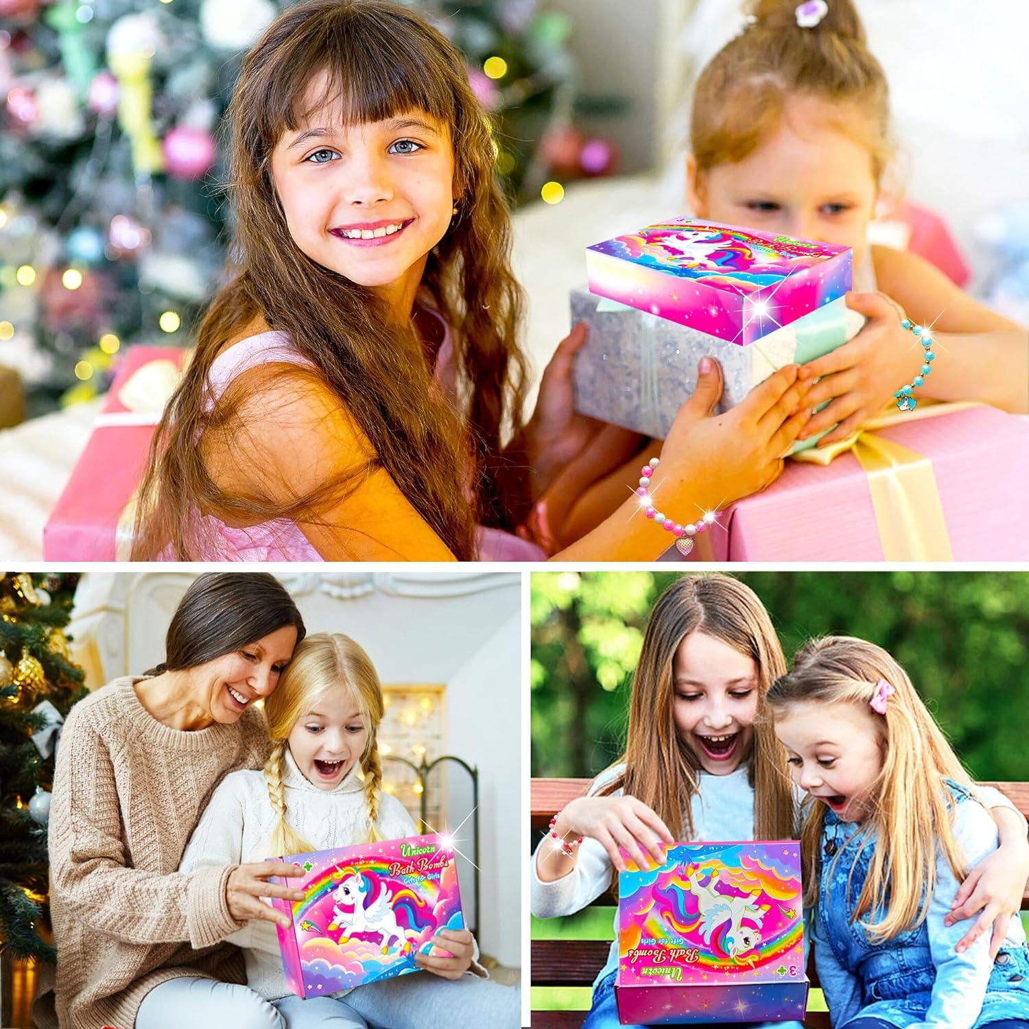 Unicorn Bath Bombs for Kids Girls with Toys Surprise Jewelry Inside Gift for Girls 3 4 5 6 7 8 Years Old Birthday Gifts Ideas Easter Gifts for Girl Easter Basket Stuffers Egg Fillers Christmas Gift