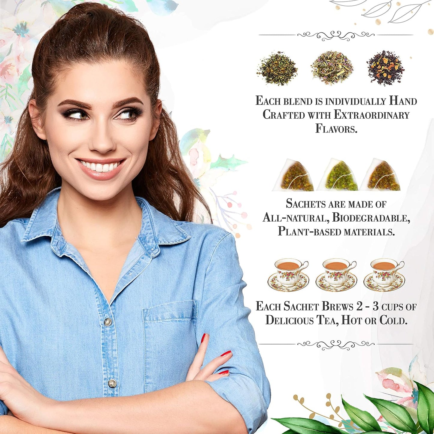 Lemon Lavender Green Tea by La Tea Dah, Antioxidant Rich Tea Made with Lightly Caffeinated Green Tea Leaves, Lemongrass, & Lavender Flowers, Floral Tea Gift Collection (12 Sachets)