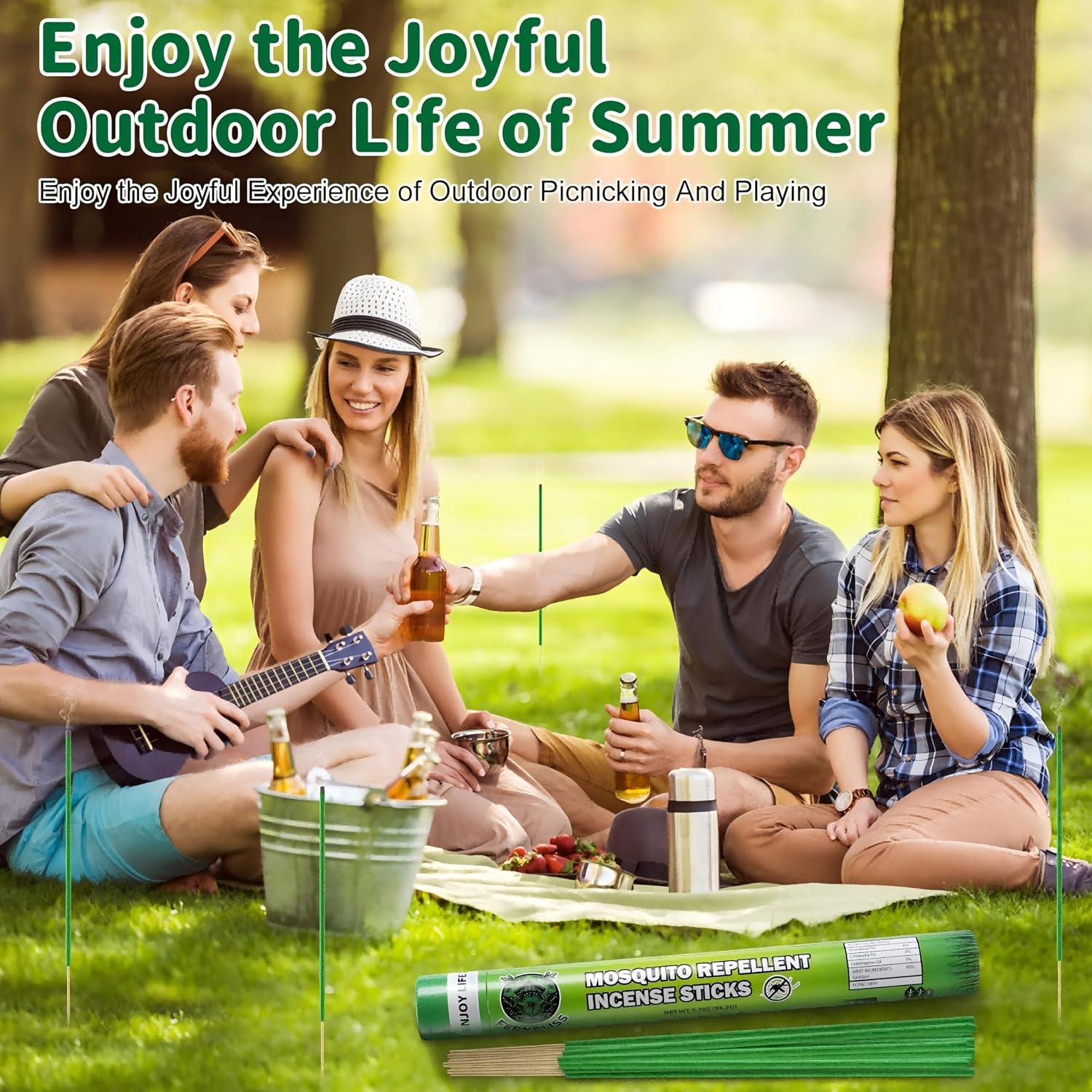 Mosquito Repellent Outdoor Patio Incense Sticks – Plant-Based Citronella Sticks for Backyard, Camping, Travel, Indoor & Outdoor Patio Use (60 Count)