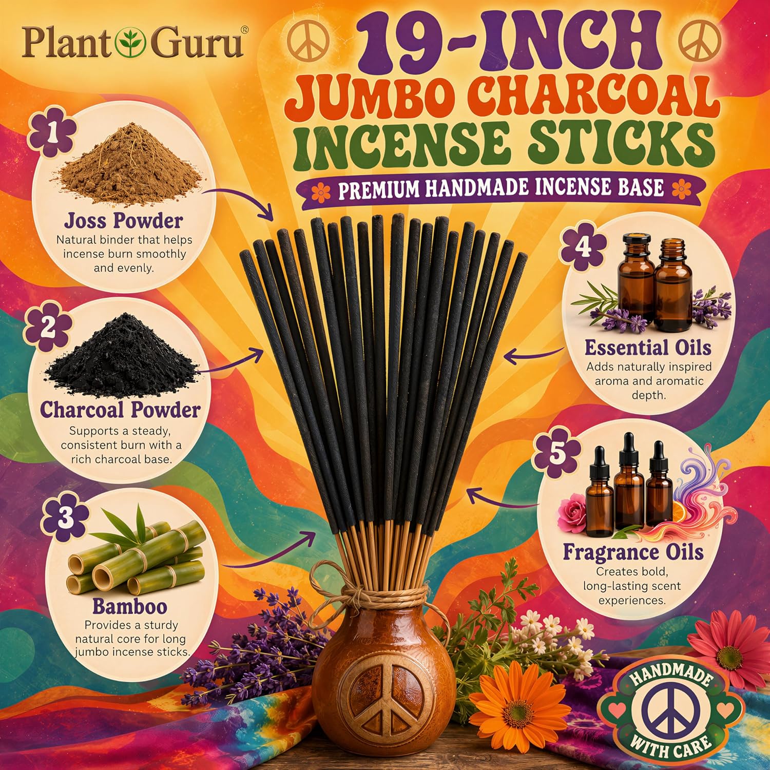 Gardenia Exotic Incense Sticks Jumbo 19 Inch Long - Bulk 1 Bundle 27 to 30 Sticks - Natural 19" Extra Large with A Smooth Aroma That Burns for 3 to 4 Hours Each.