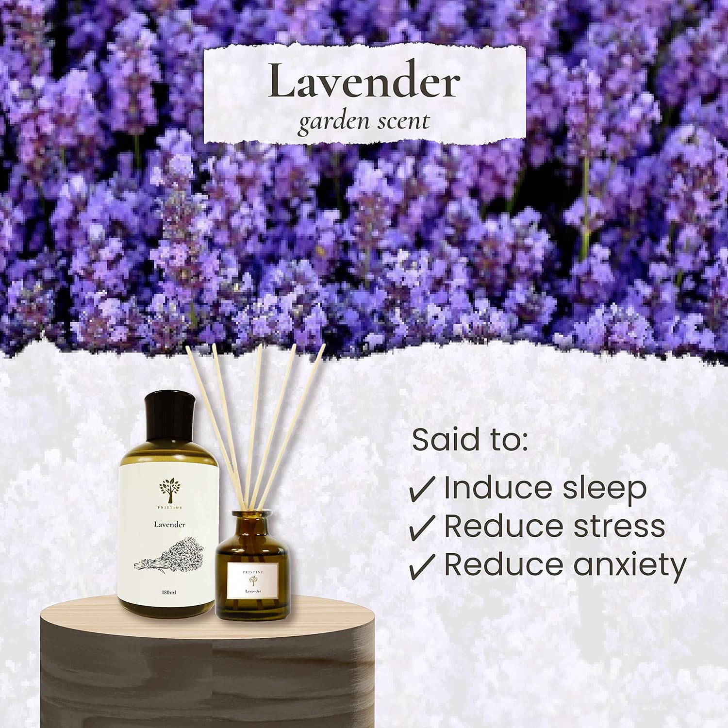 PRISTINE Lavender Dream Diffuser Refill with Free Reed Stick | Fresh Lavender Room Fragrance Reed Diffusers, Oil & Room Diffusers with Reeds Stick Set | Home Fragrance Scent Refill