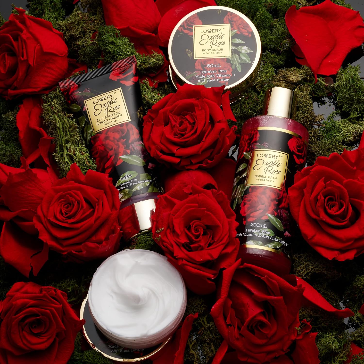 Mothers Day Gifts from Daughter and Son, Spa Bath and Body Gift Set, Exotic Rose Gift Basket for Women & Men, Thank You, Birthday, Mom, Personalized Gifts with Body Scrub, Bubble Bath, Lotion & More