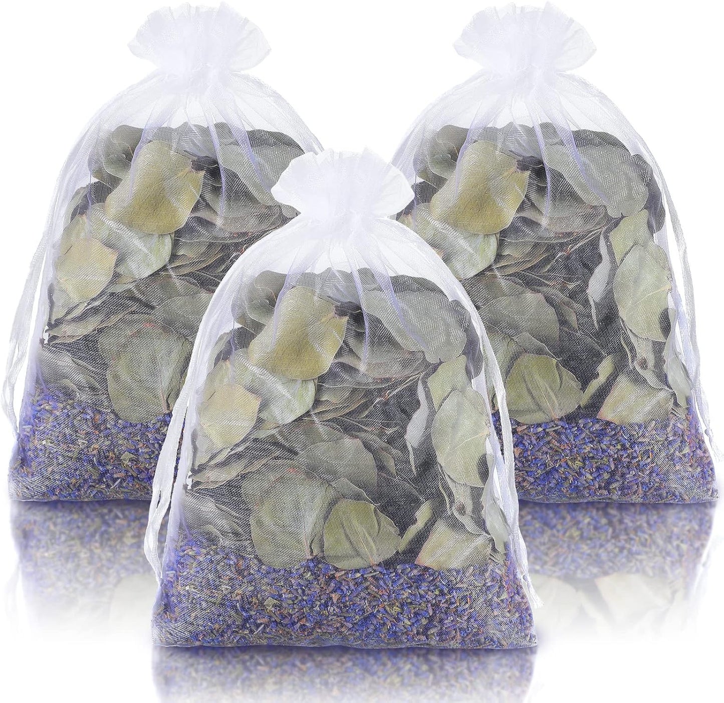 3 Set Dried Eucalyptus Lavender Shower Bath Pouches Eucalyptus Leaves Sachet Bags for Shower Preserved Natural Real Eucalyptus Leaves Lavender for Relaxation and Anxiety Relief