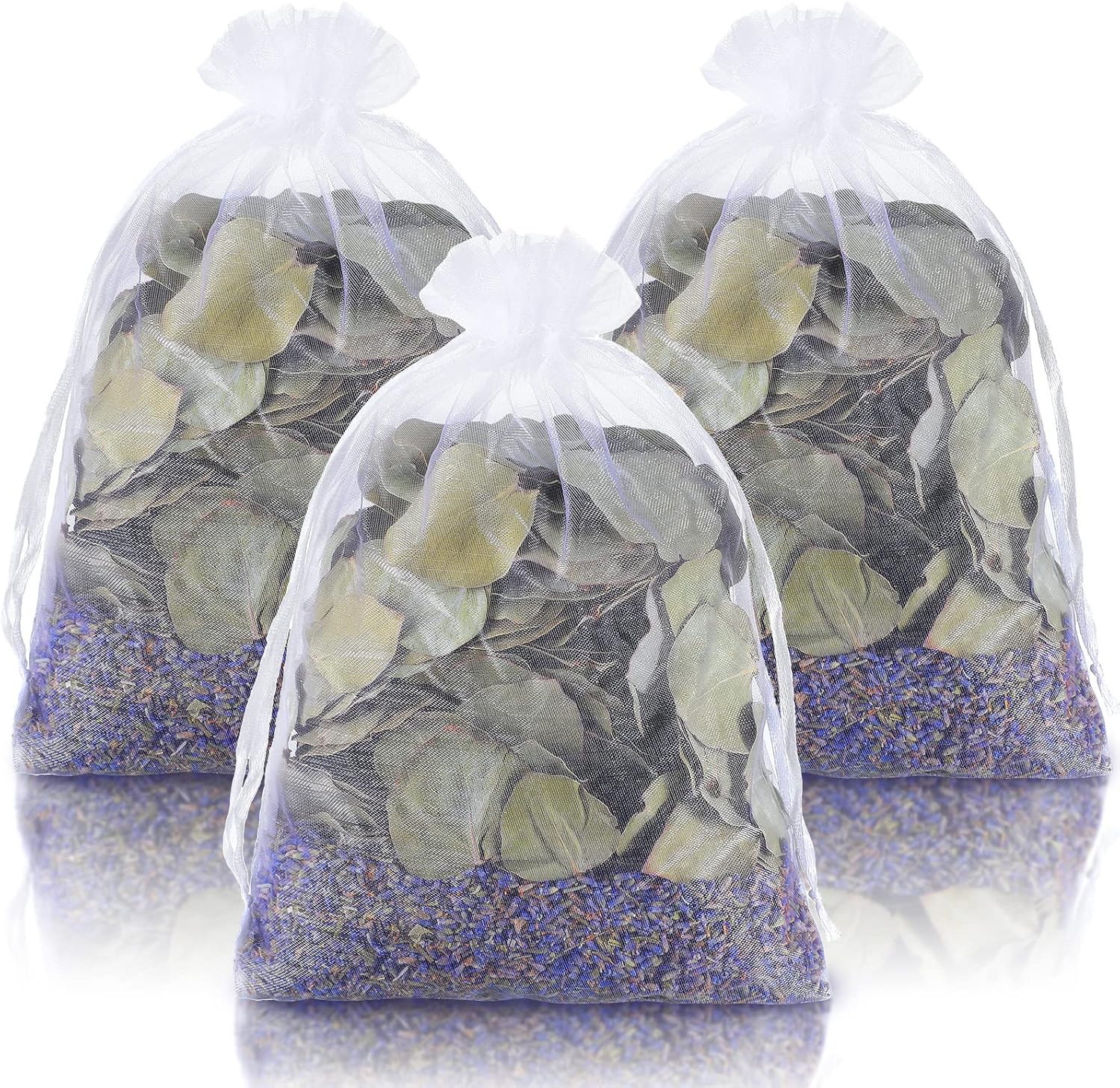 3 Set Dried Eucalyptus Lavender Shower Bath Pouches Eucalyptus Leaves Sachet Bags for Shower Preserved Natural Real Eucalyptus Leaves Lavender for Relaxation and Anxiety Relief