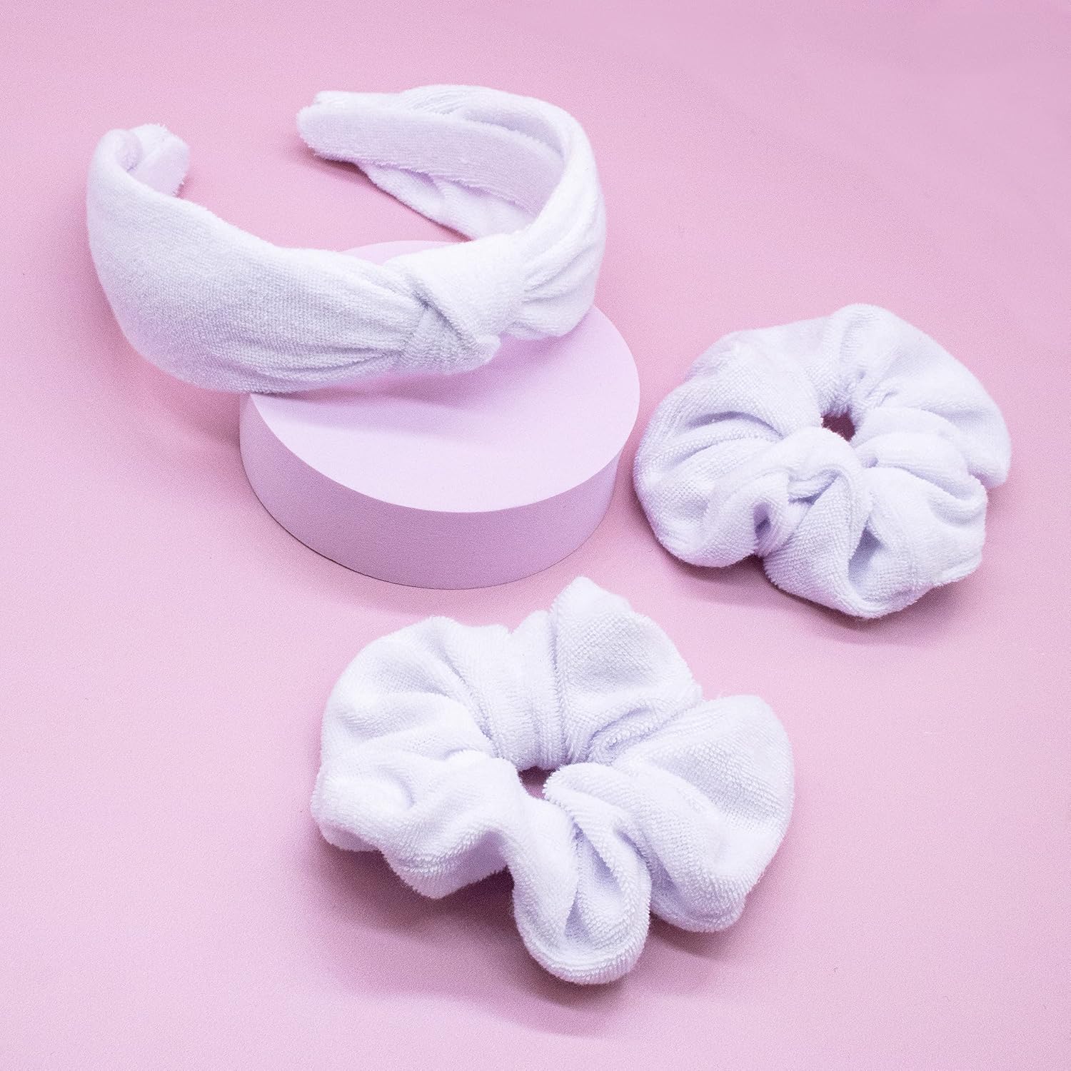 FROG SAC Spa Headband for Washing Face, Teen Girls White Terrycloth Skincare Headbands and Wristbands, Soft Facial Makeup Towel Head Band, Skin Care Girl Hair Accessories