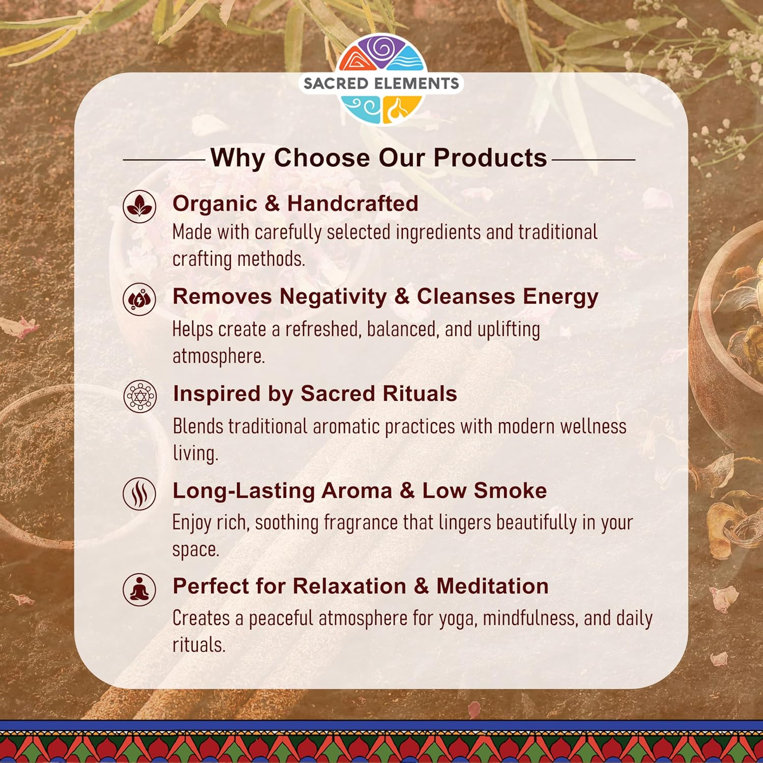 Sacred Element Organic Incense Sticks – Organic Scented Incense Sticks for Meditation, Yoga, Aromatherapy, Relaxation & Home Fragrance (10 Sticks, Palo Santo)