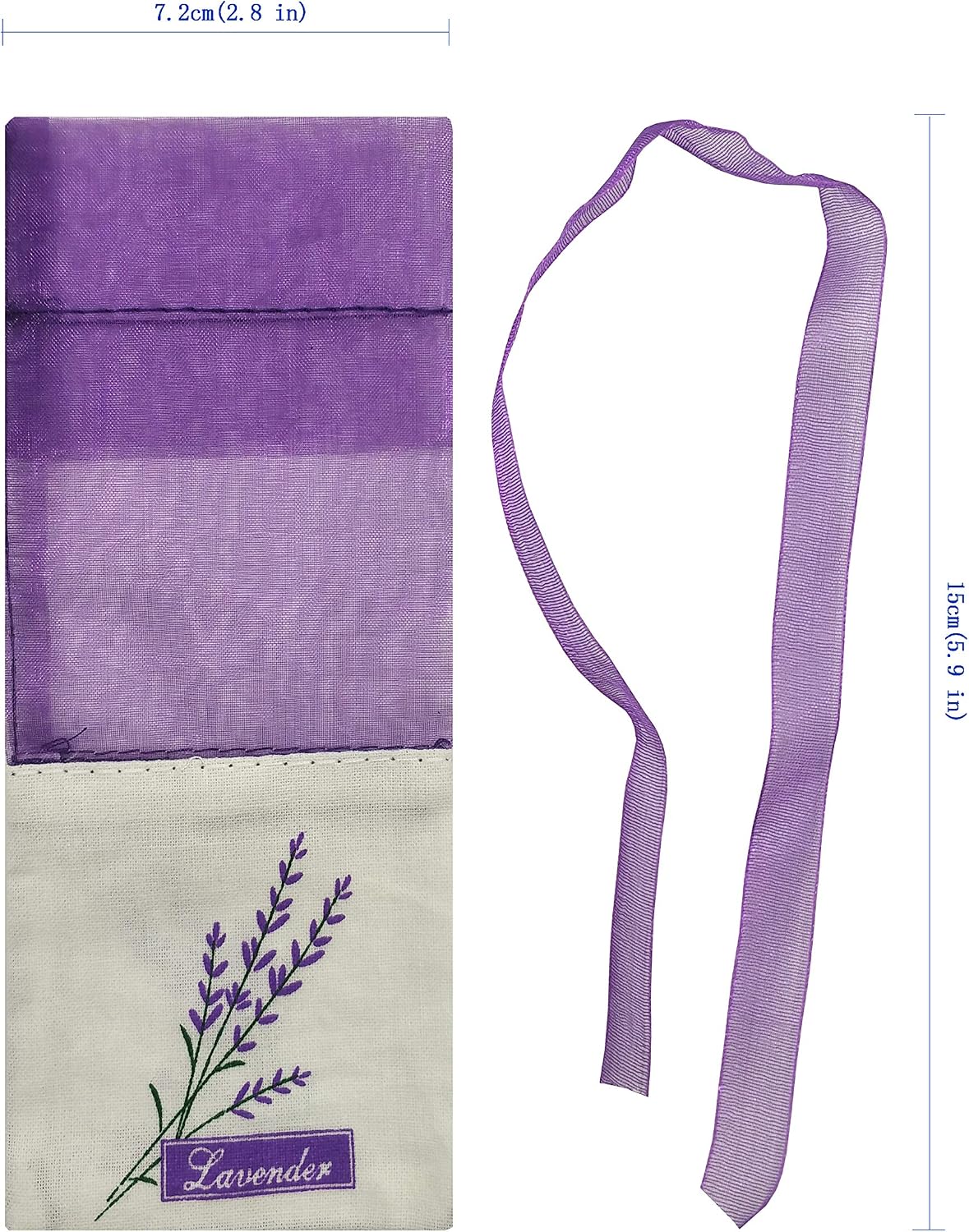 Sanrich 50PCS Lavender Sachet Bags Empty Purple Gauze Ribbons Cotton-Ramie Sacks (deep Purple)