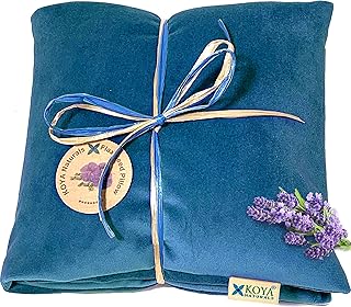 KOYA Naturals Soft Velvet Flax Seed Pillow with Lavender- Microwave Heating Pad – Microwavable Moist Heat Pack – for Neck, Muscle, Joint, Stomach Pain, Menstrual Cramps (Turquoise)