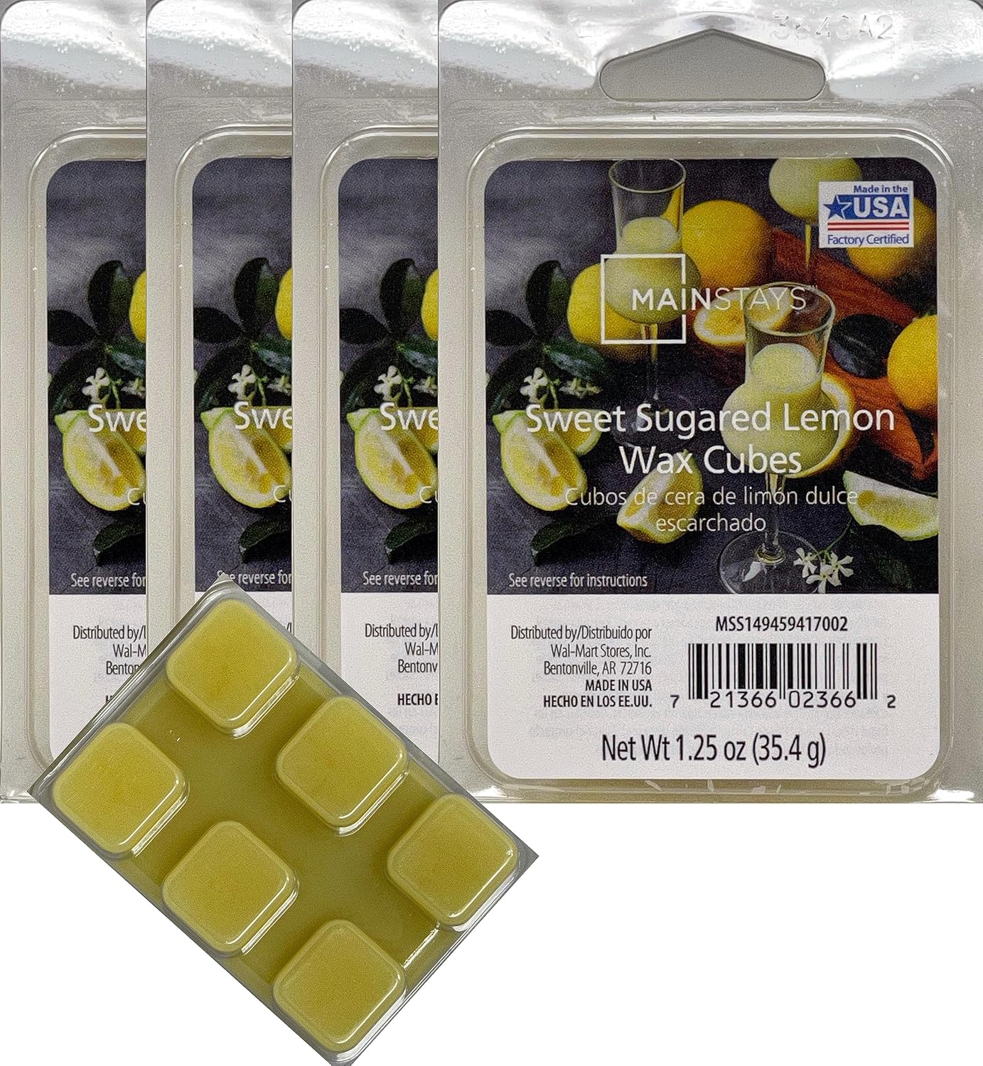 Mainstays Sweet Sugared Lemon Wax Cubes 4-Pack