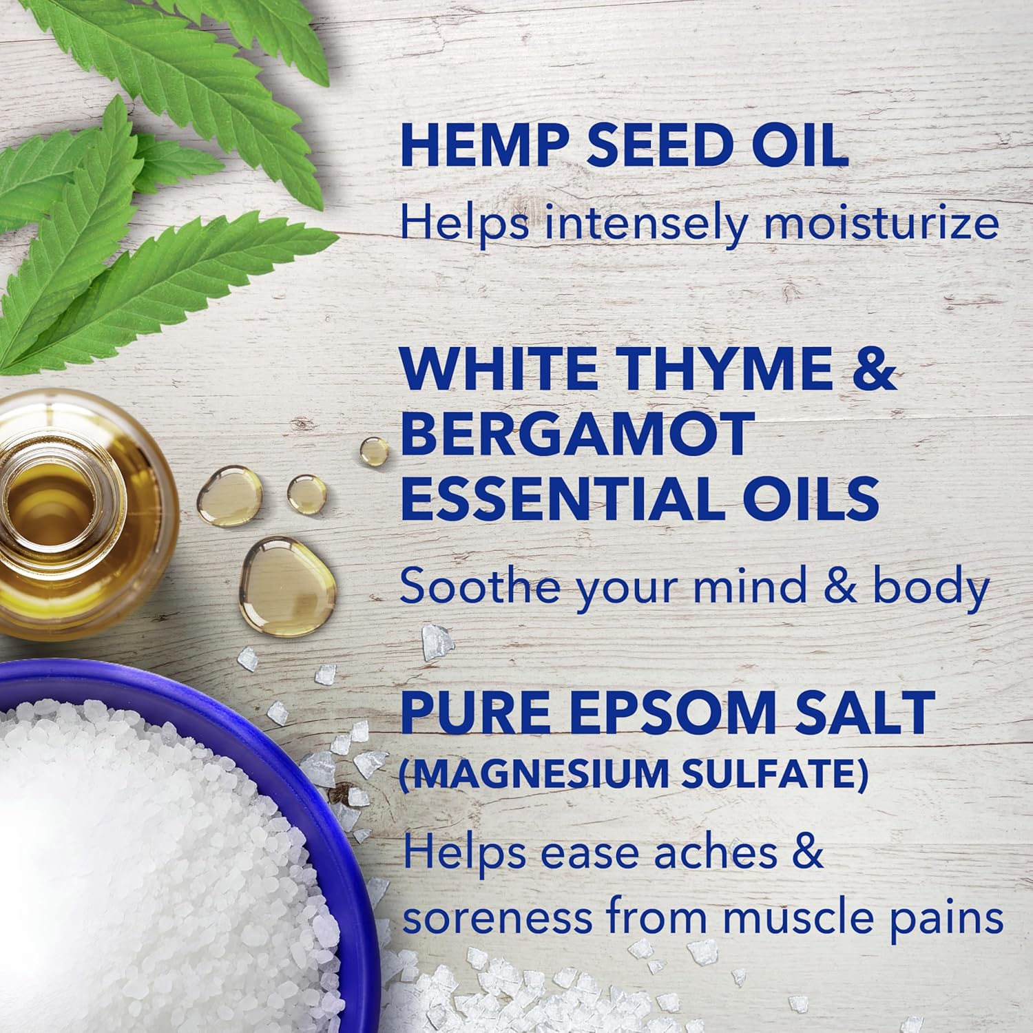 Dr Teal's Pure Epsom Magnesium Salt Soak, Cannabis Sativa Hemp Seed Oil, 3 lb