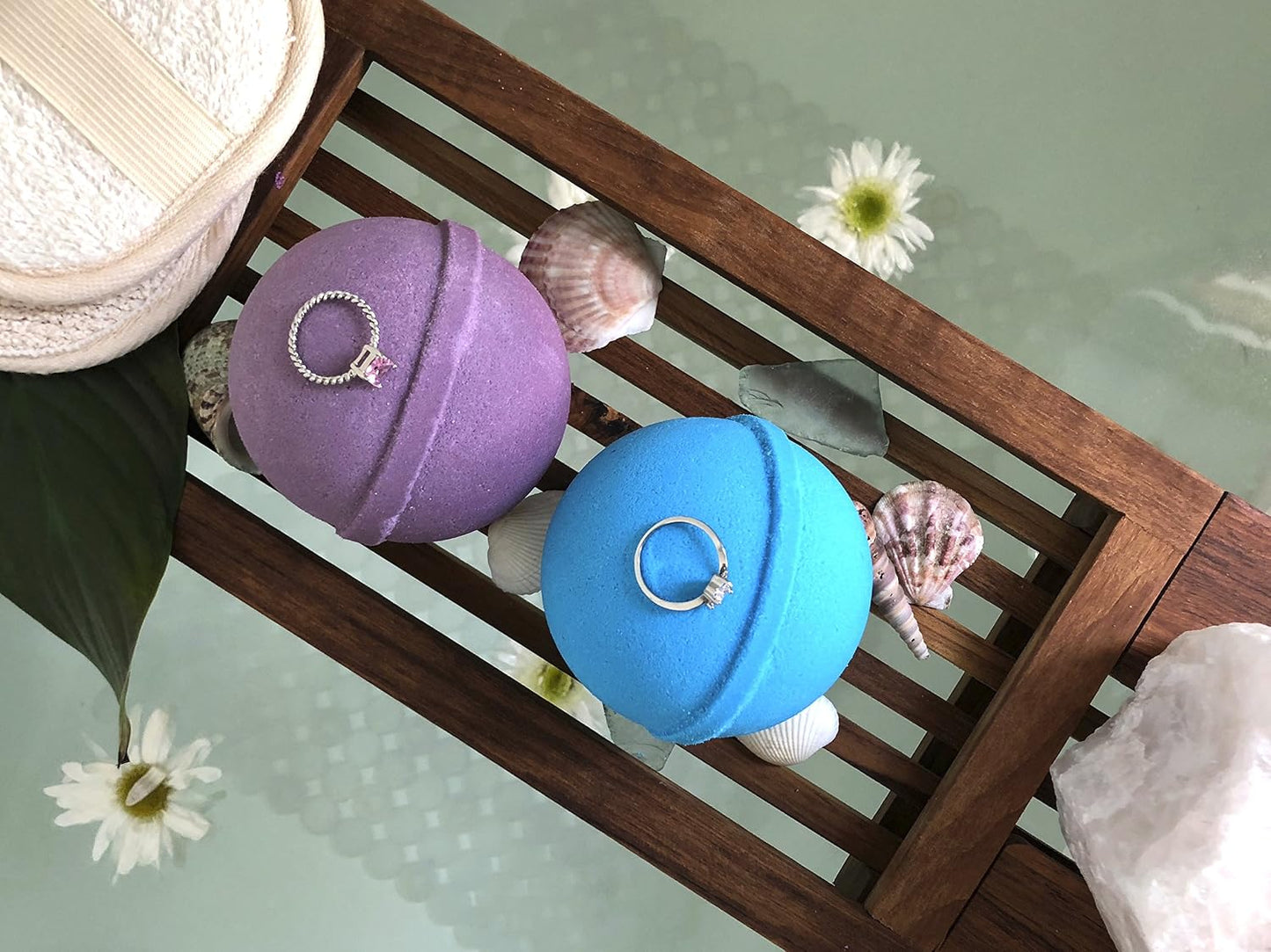 Ocean Breeze Lavender Bath Bombs Gift Set of 2 with Ring Surprise Inside Each Made in USA