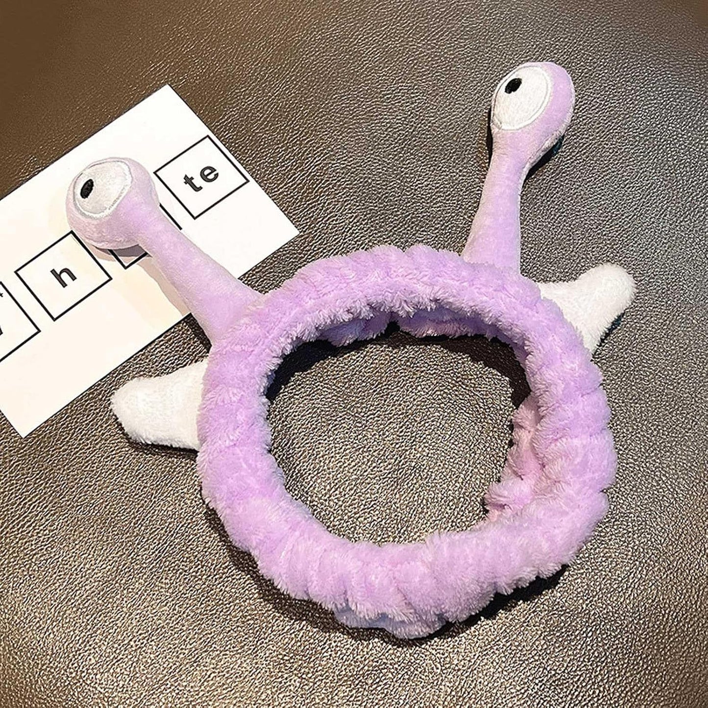 Snail Headband for Women & Girls,Cute Coral Fleece Elastic Spa Headband for Face Wash,Skin Care,and Makeup (Purple)