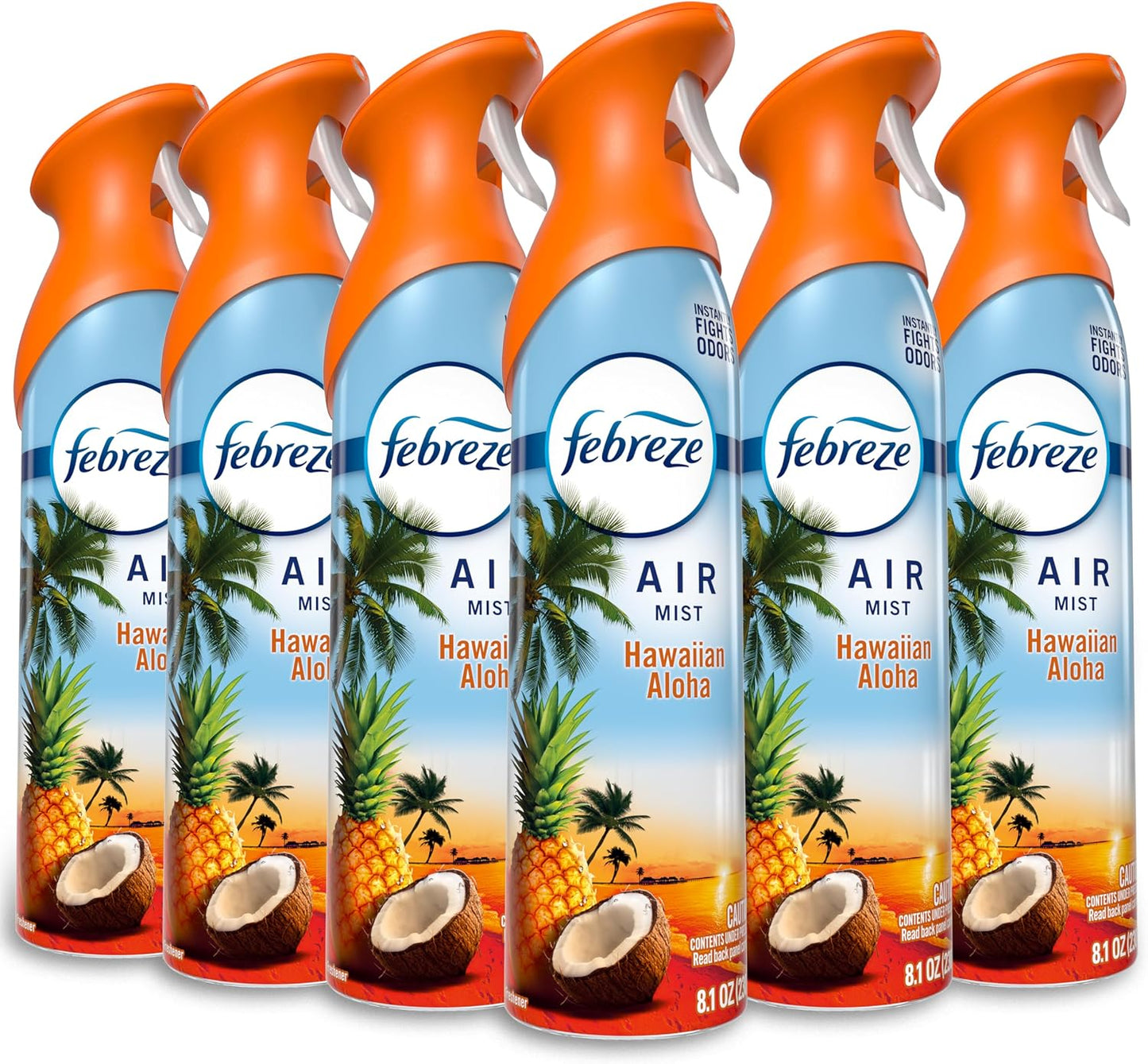 Febreze Air Mist, Air Freshener Spray, Odor Fighting Room Spray, Deodorizer for Home Bathroom Kitchen Office Apartment Dorm Room Classroom, Hawaiian Aloha, 8.1oz, 6ct