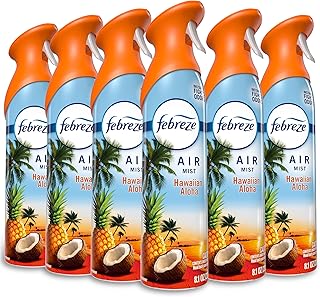 Febreze Air Mist, Air Freshener Spray, Odor Fighting Room Spray, Deodorizer for Home Bathroom Kitchen Office Apartment Dorm Room Classroom, Hawaiian Aloha, 8.1oz, 6ct