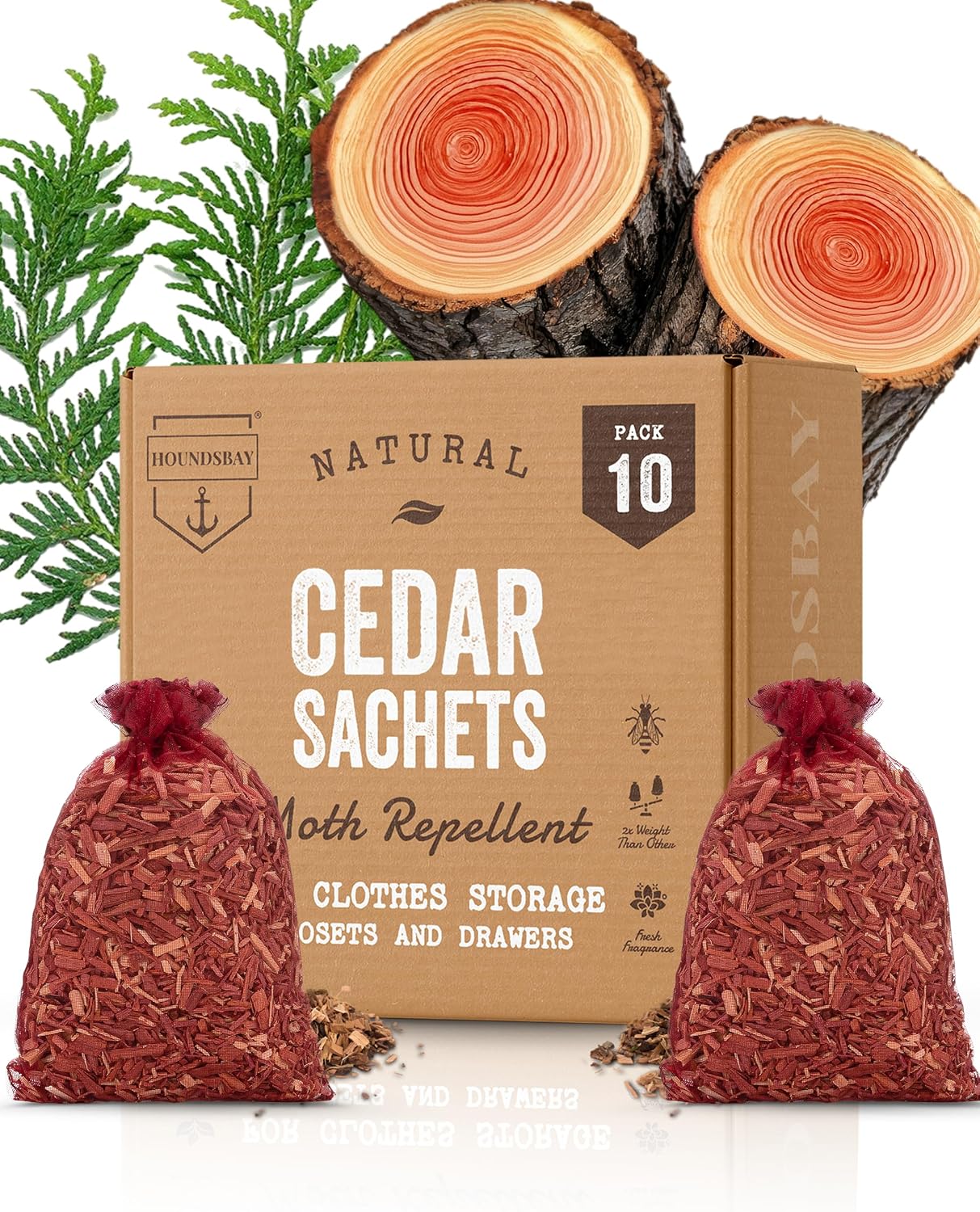 Cedar Sachet Bags, Fully Stuffed Scented Sachets, Perfect for Closets, Drawers, Cars, Gym Bags, or Anyplace that Needs to Smell Better - Cedar Blocks for Clothes Storage