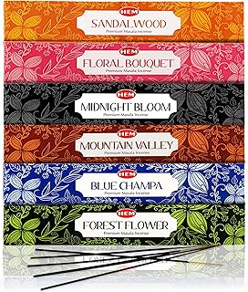 Hem Assorted Incense Sticks Variety 6 Packs x 15 GMS - Aromatherapy Insence for Air Purifier,Insents Stick Gift Set, Perfect for Meditation and Relaxation (Nature Series)
