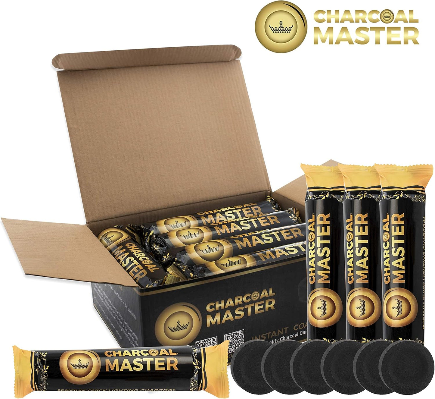 Coal Instant Light - Incense Charcoal Disks - Set of 100 Tablets - 40 mm Quick Light Briquettes - Natural, Slow Burn and Low Smoke (100)