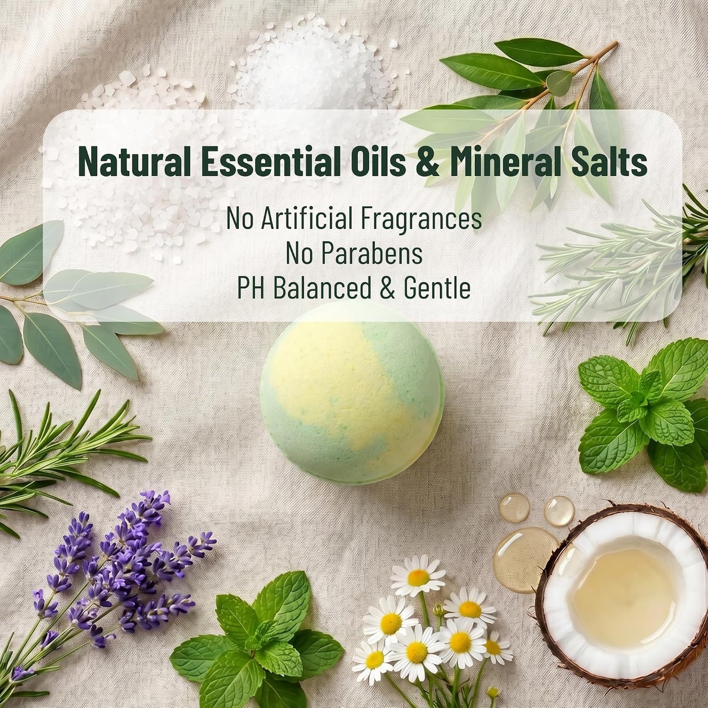Tea Tree Oil Foot Soak Bombs with Epsom Salt, Cleanses & Refreshes, Softens Calluses, Soothes Tired Feet, Athletes Foot, Therapeutic Blend of Epsom Salt, Dead Sea Salt & 8 Essential Oils