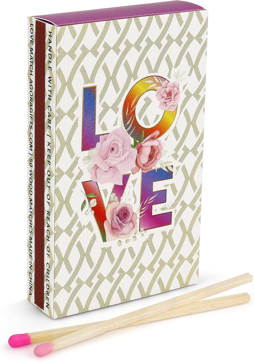 Love Design Matches Box Contains 50 Wooden Matchsticks 4" Length