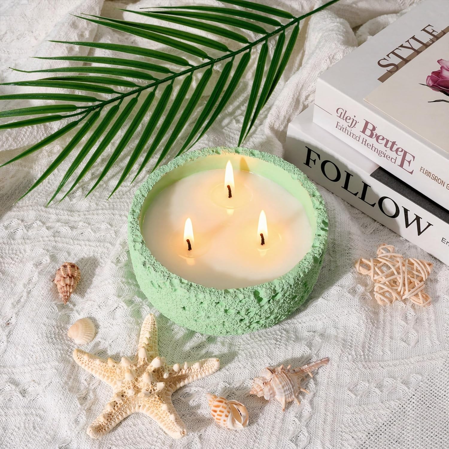 Viyffo 3 Wick Large 20oz Eucalyptus & Peppermint Scented Candle, Non Toxic Soy Candle for Women & Men, Matte Mint Green Ceramic Jar Perfect Luxury Home Fragrance, Elegant Spring Décor & Gift