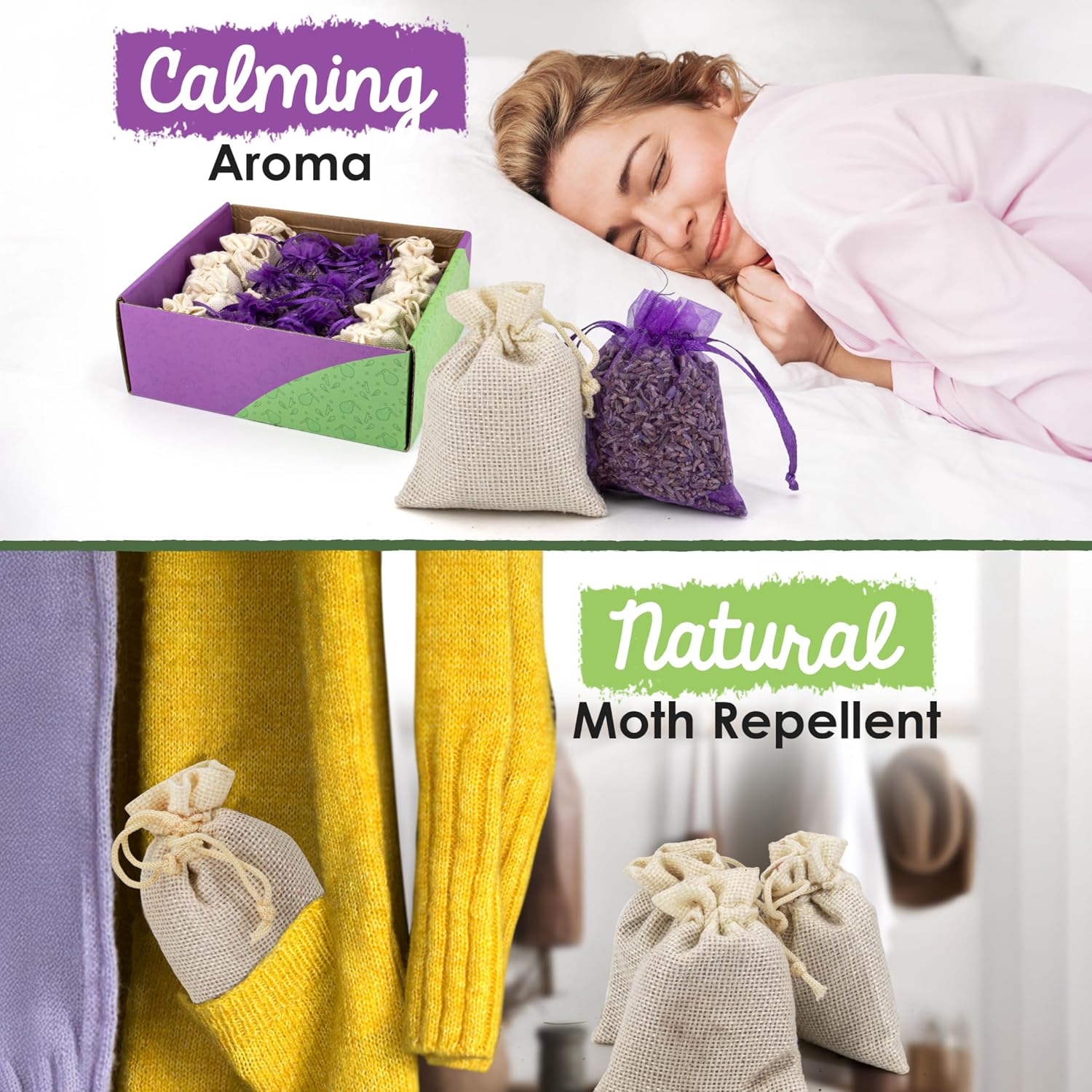 EcoKiwi Cedar & Lavender Sachets – 50 Sachets for Home Fragrence and Fresh Scents, Cedar & Lavender Sachet for Drawers and Closest, Dual-Purpose Sachet to Stop Clothes Damage and Closest Freshness