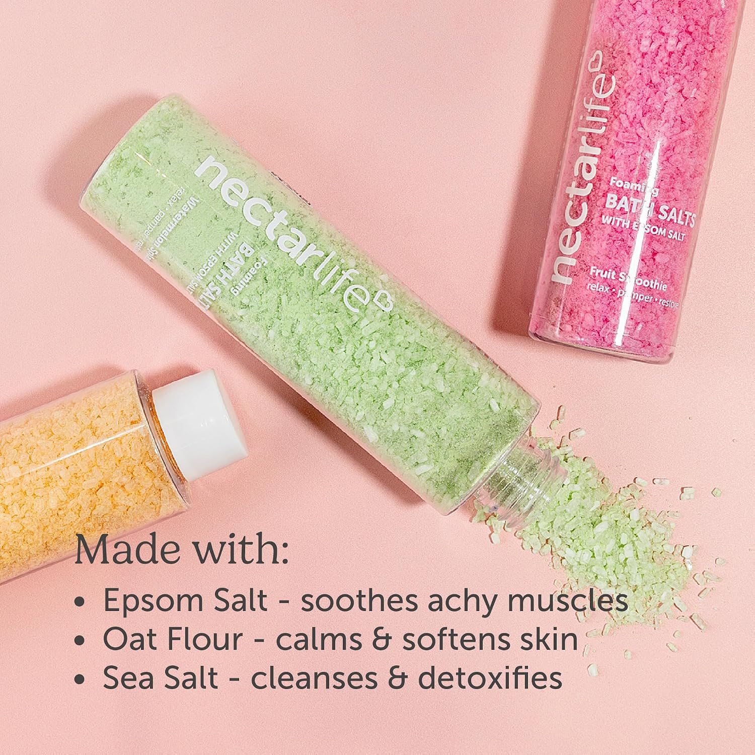 Foaming Bath Salt - Epsom Salts - Peppermint Aromatherapy - 4.6 oz - Moisturizing - Relaxing - Vegan - Paraben Free (Ocean Breeze)
