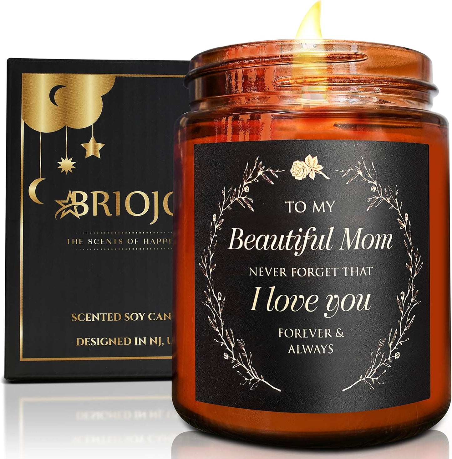 Candle Gifts for Mom from Son Daughter - Valentines Mothers Day, Love You, Birthday Gift for Her - Relaxing Aromatherapy Candles for Women, Wife, New Mom - Natural Soy Jasmine Candle for Home