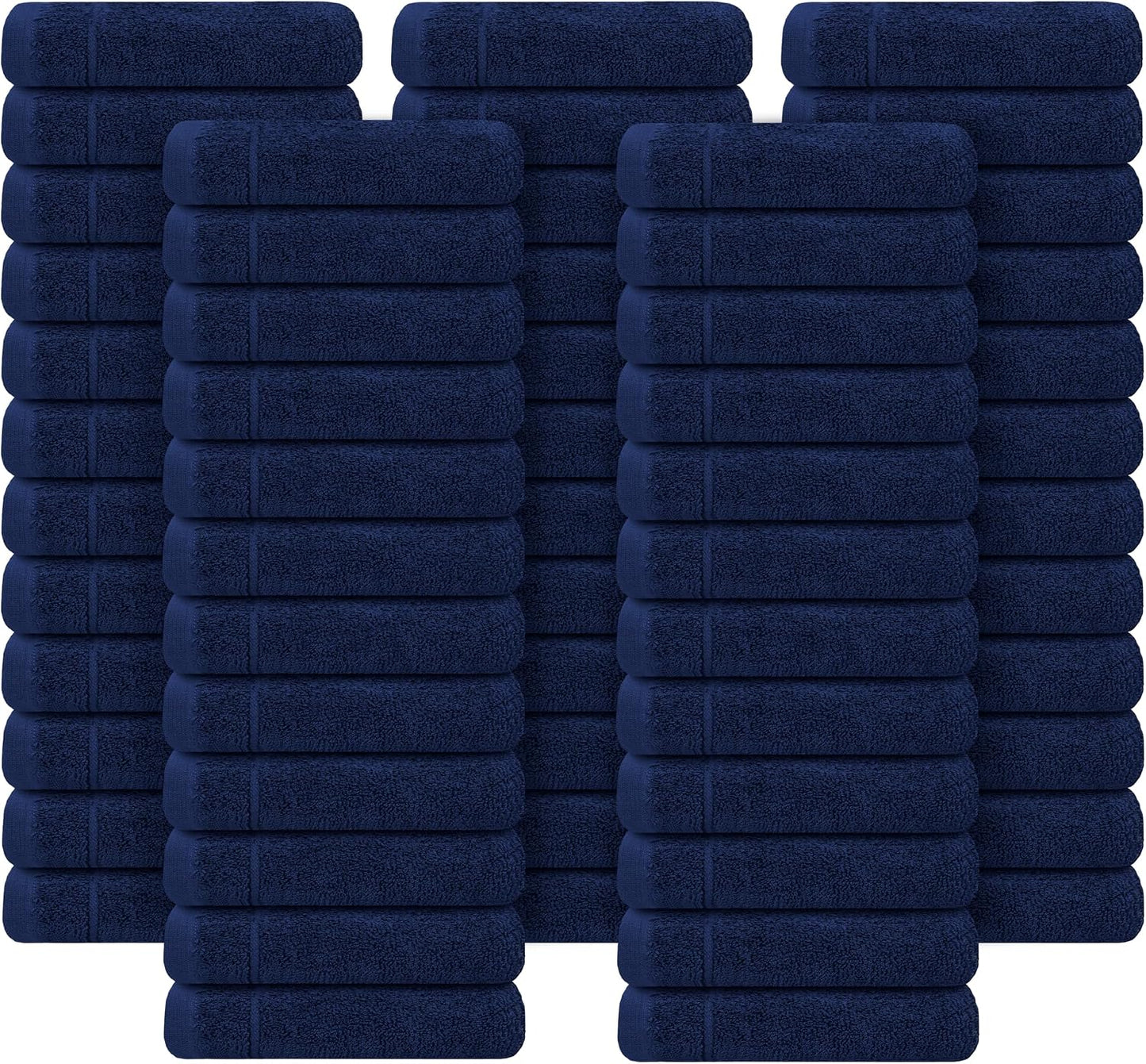 Tens Towels Pack of 60 Washcloths, 12 x 12 Inches, Lighter Weight, Quick to Dry, Super Soft & Absorbent, Gentle Face Towels, Hotel Quality, Perfect for Bathroom, Gym, Spa (Navy, 60 Pack)