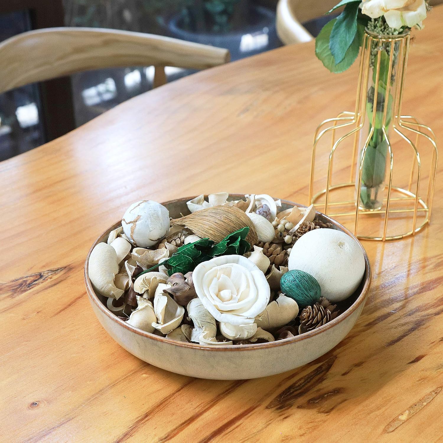 Qingbei Rina Spring Potpourri Dried Flowers,Peach Scented Decorative Potpourri Bowl Filler,Vase Filler,Home Fragrance Smell,Bathroom Decor,14 oz(White)